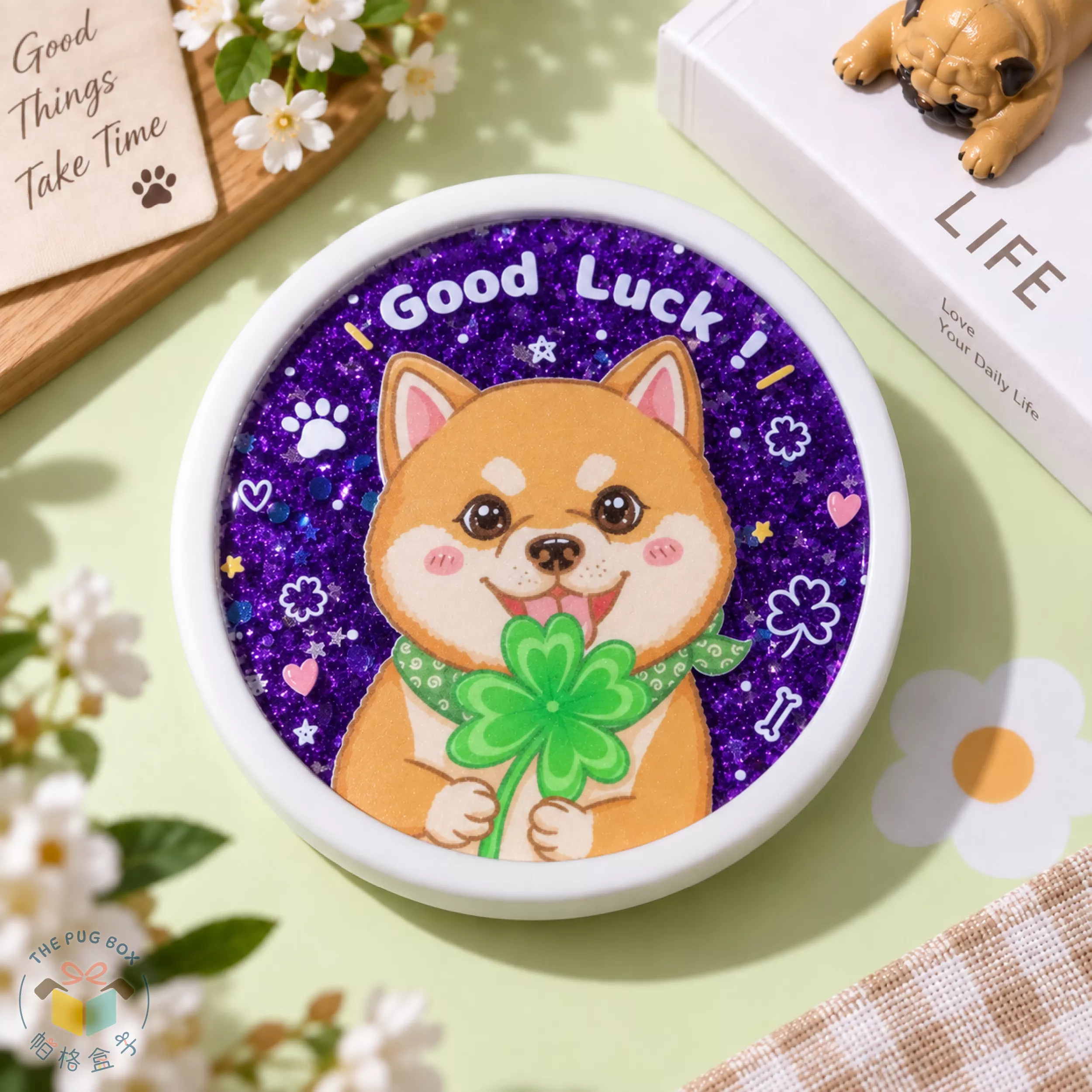 柴犬杯墊｜壓克力流沙杯墊