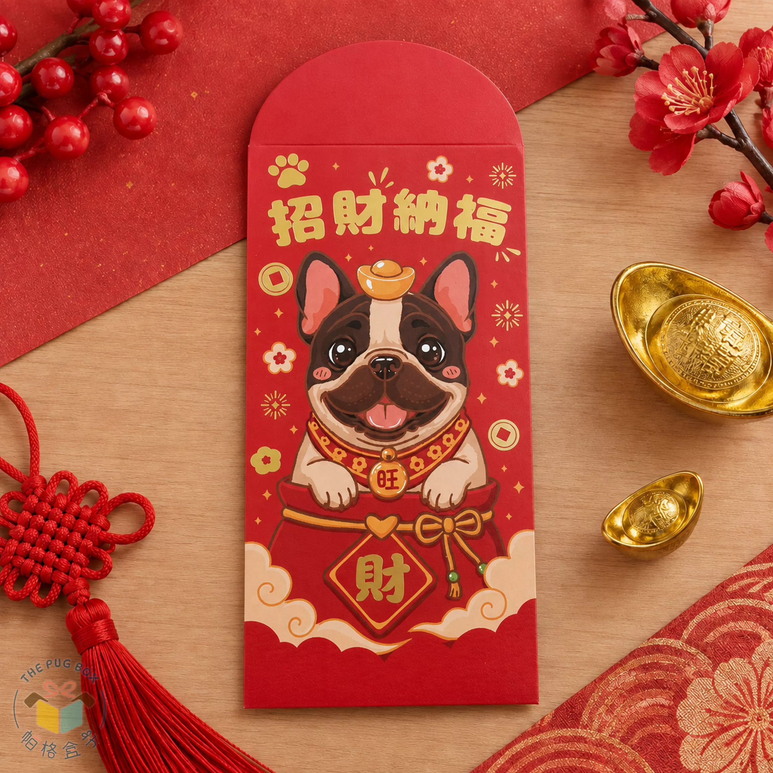 法鬥燙金紅包袋｜狗狗燙金紅包袋