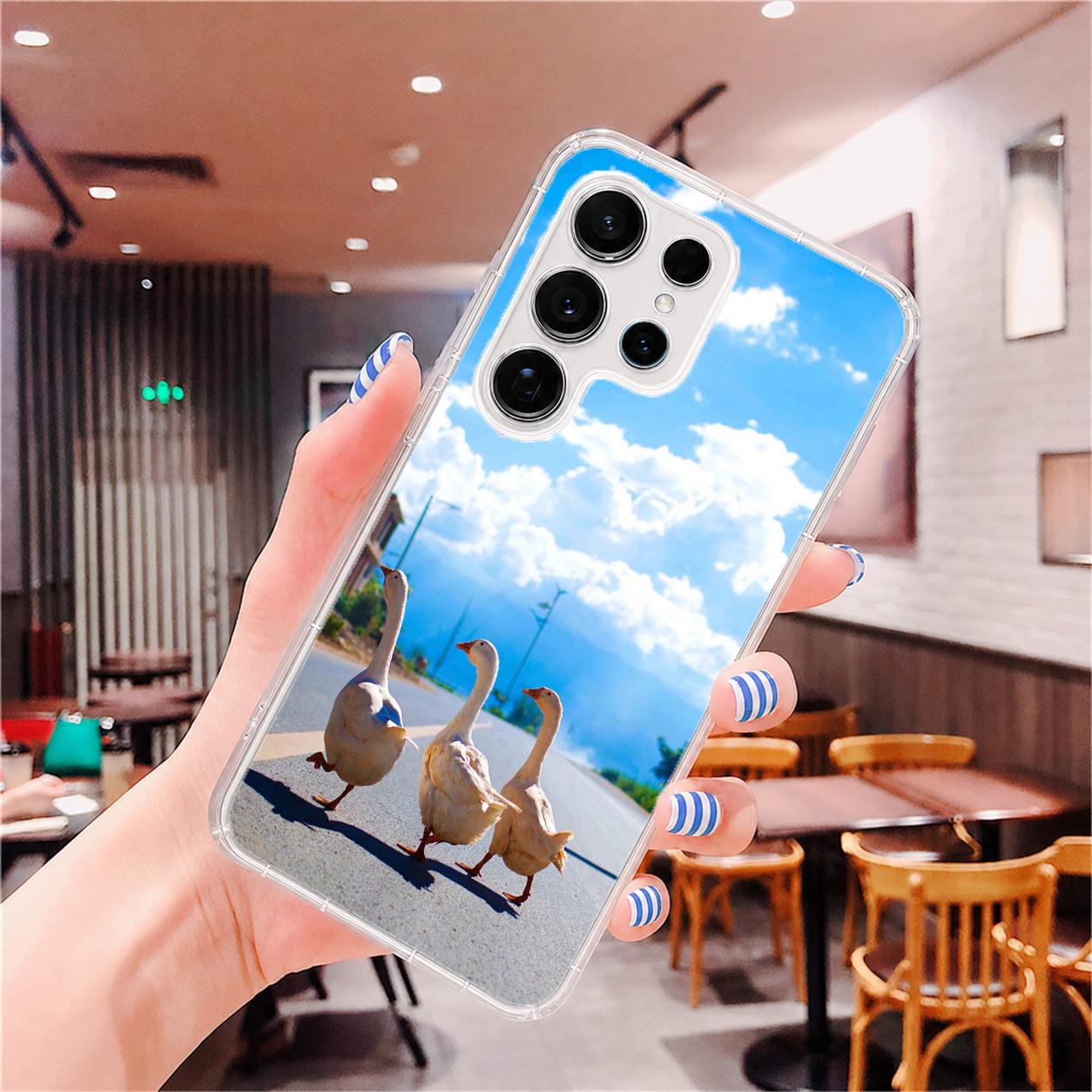 Samsung Galaxy S旗艦 系列 客製化 手機殼 空壓殼 防摔軟殼 鵝鵝天空