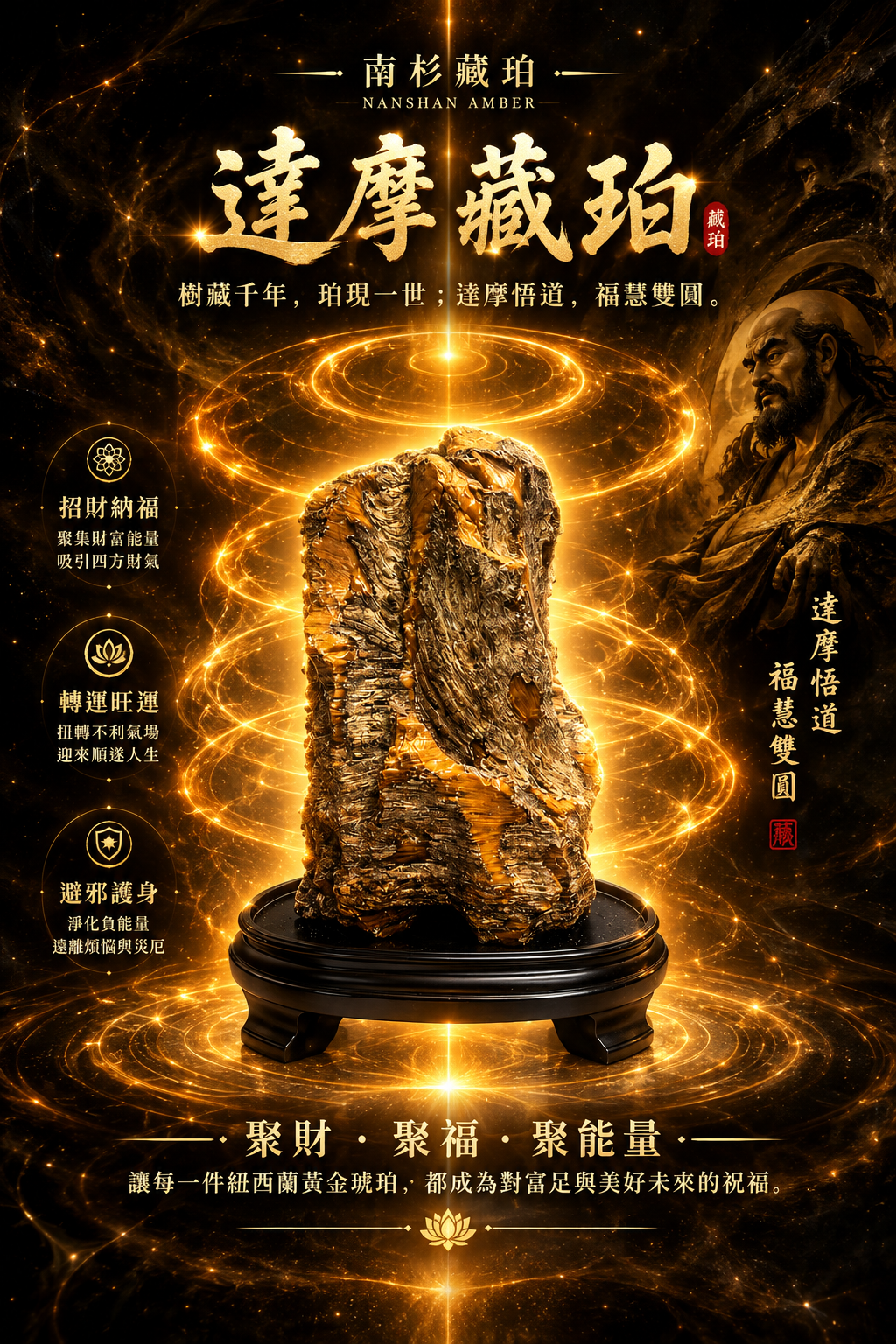 【樹皮藏珀】菩提藏珀之達摩藏珀