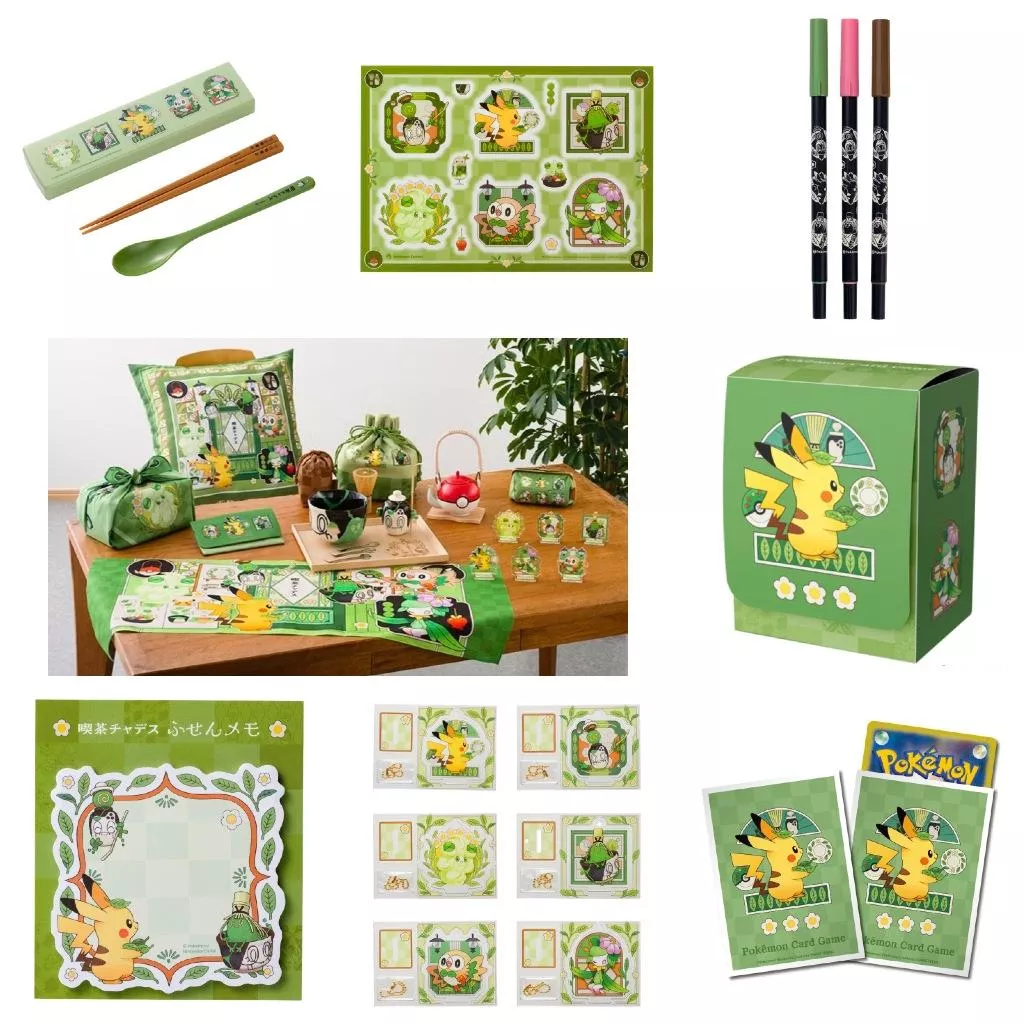 日本寶可夢中心🇯🇵 喫茶店 來悲粗茶 斯魔茶 皮卡丘 寶貝球 文具 餐具 紙膠帶 貼紙 信紙 方巾 束口袋