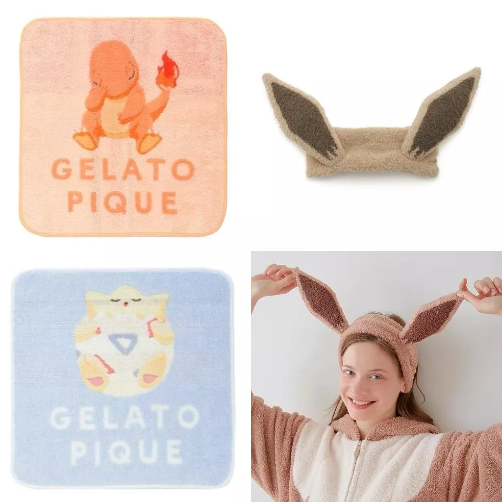 日本寶可夢中心🇯🇵 gelato pique 睡衣系列 伊布 小火龍 波克比 髮帶 洗臉髮帶 純棉方巾 方巾 毛巾