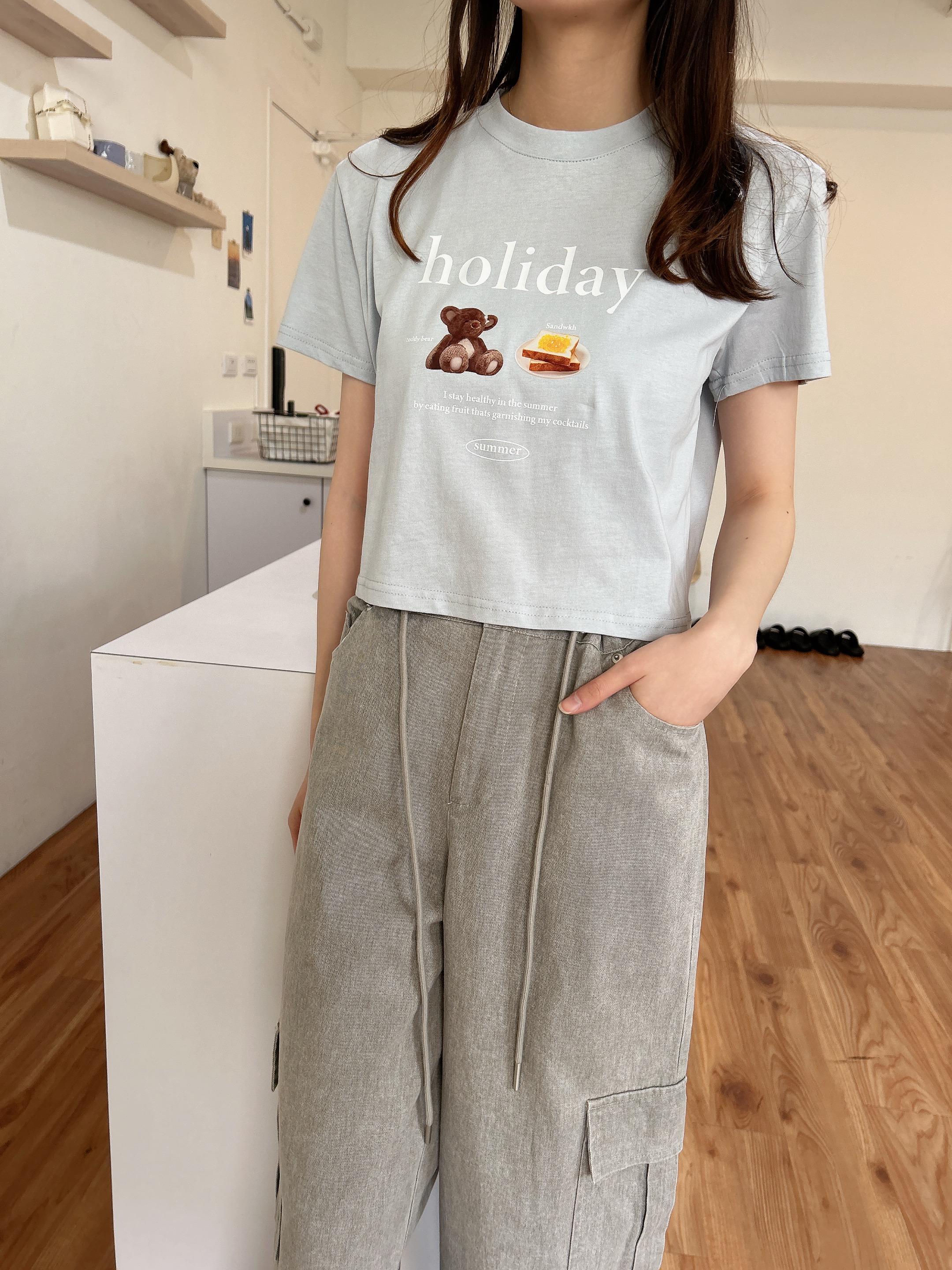 早餐小熊休閒短版TEE (3色)