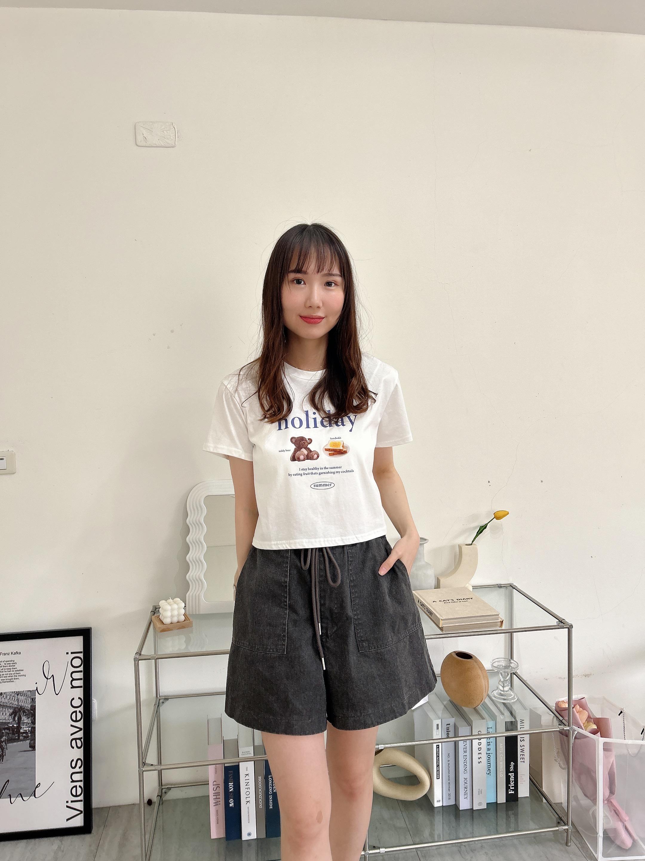 早餐小熊休閒短版TEE (3色)