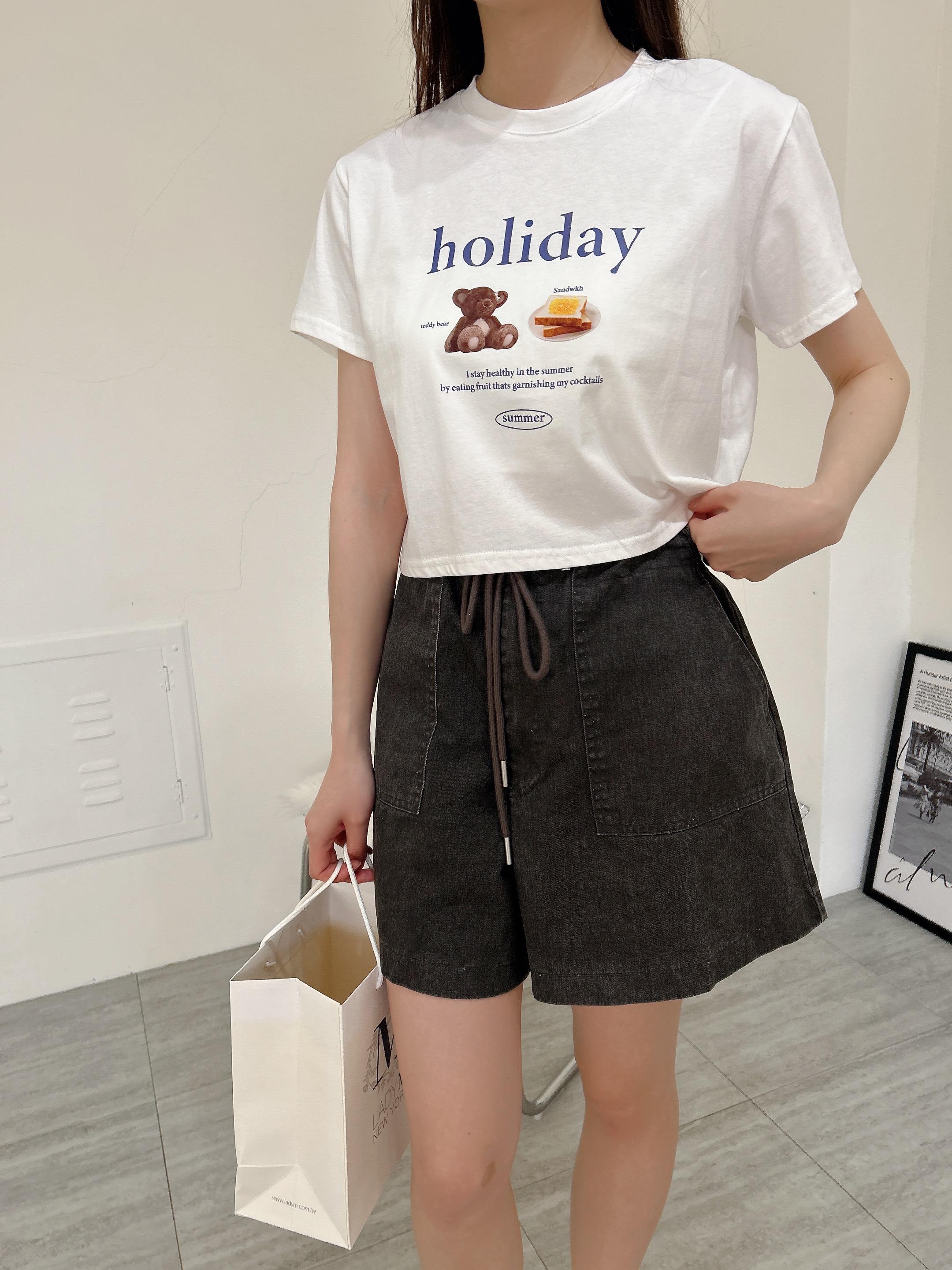 早餐小熊休閒短版TEE (3色)
