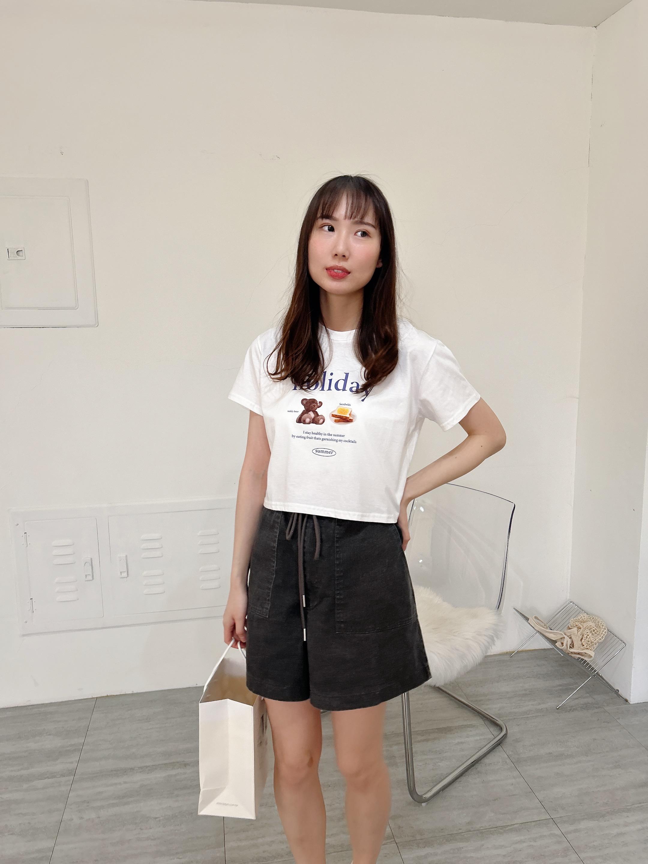 早餐小熊休閒短版TEE (3色)