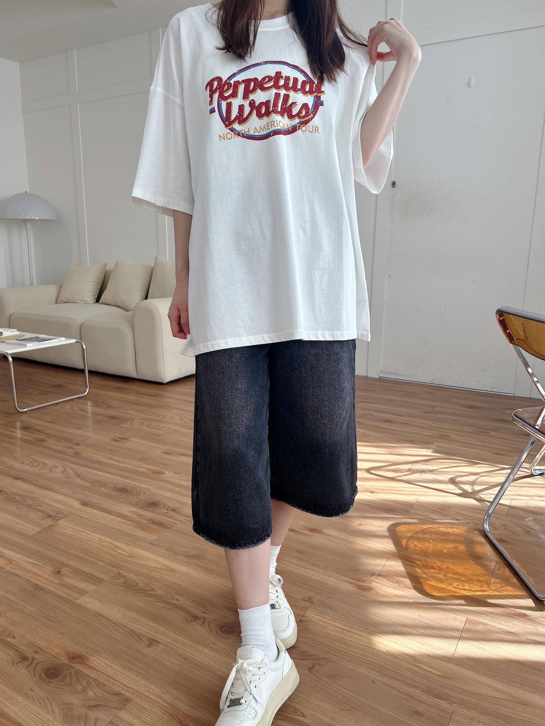 午後休閒跳色英字刷圖大Tee (3色)
