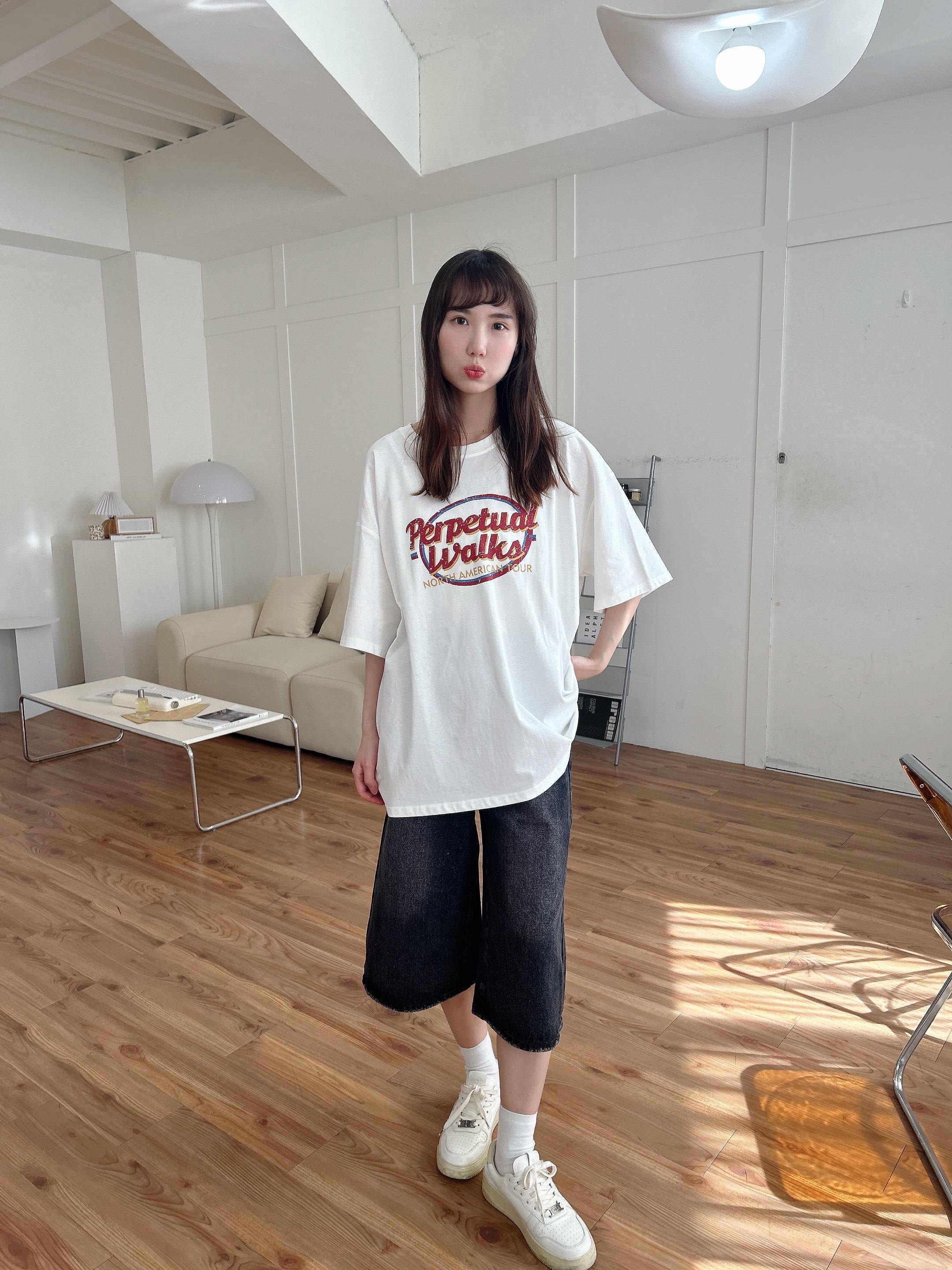 午後休閒跳色英字刷圖大Tee (3色)
