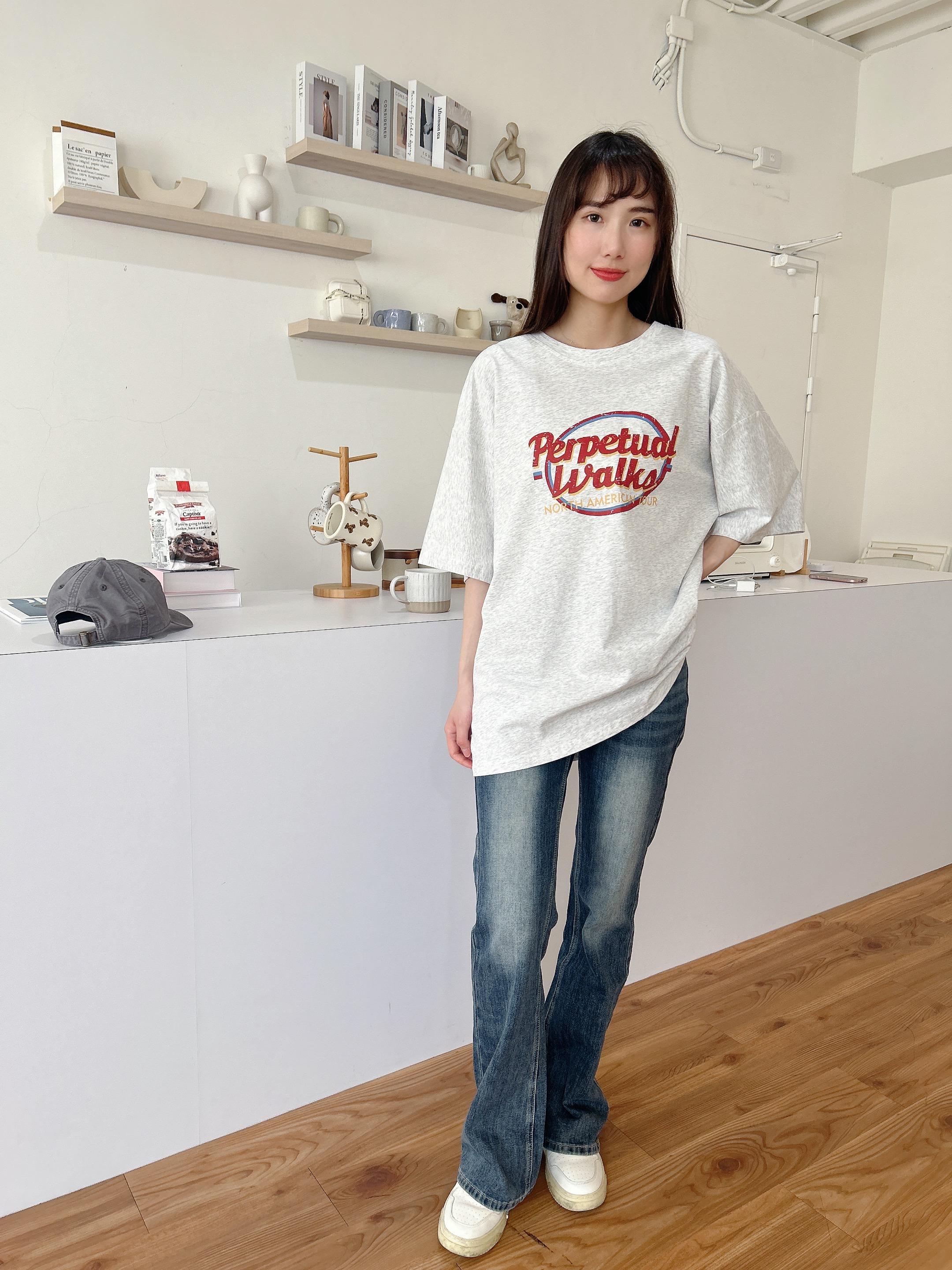 午後休閒跳色英字刷圖大Tee (3色)