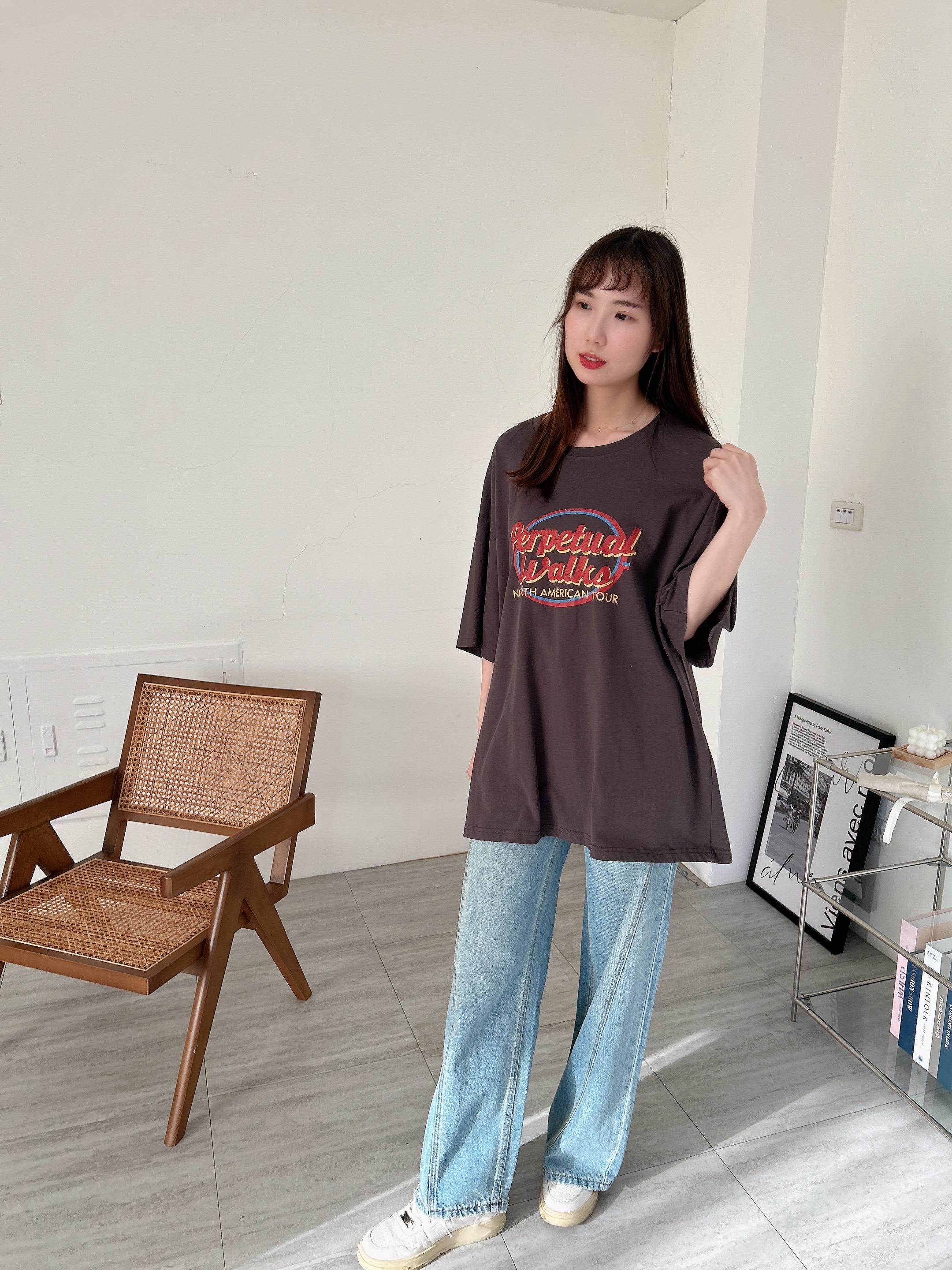 午後休閒跳色英字刷圖大Tee (3色)