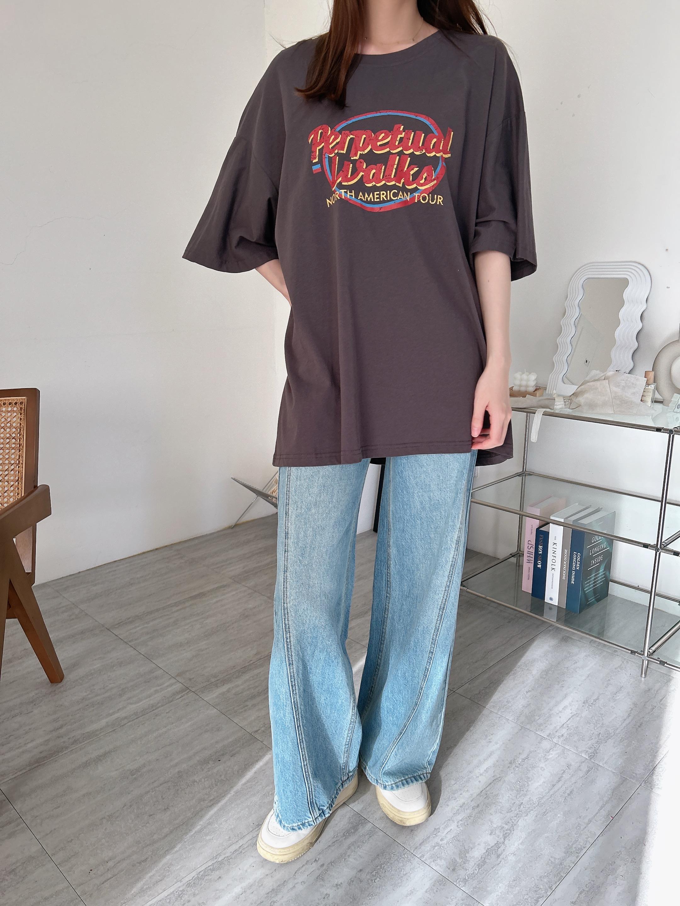午後休閒跳色英字刷圖大Tee (3色)