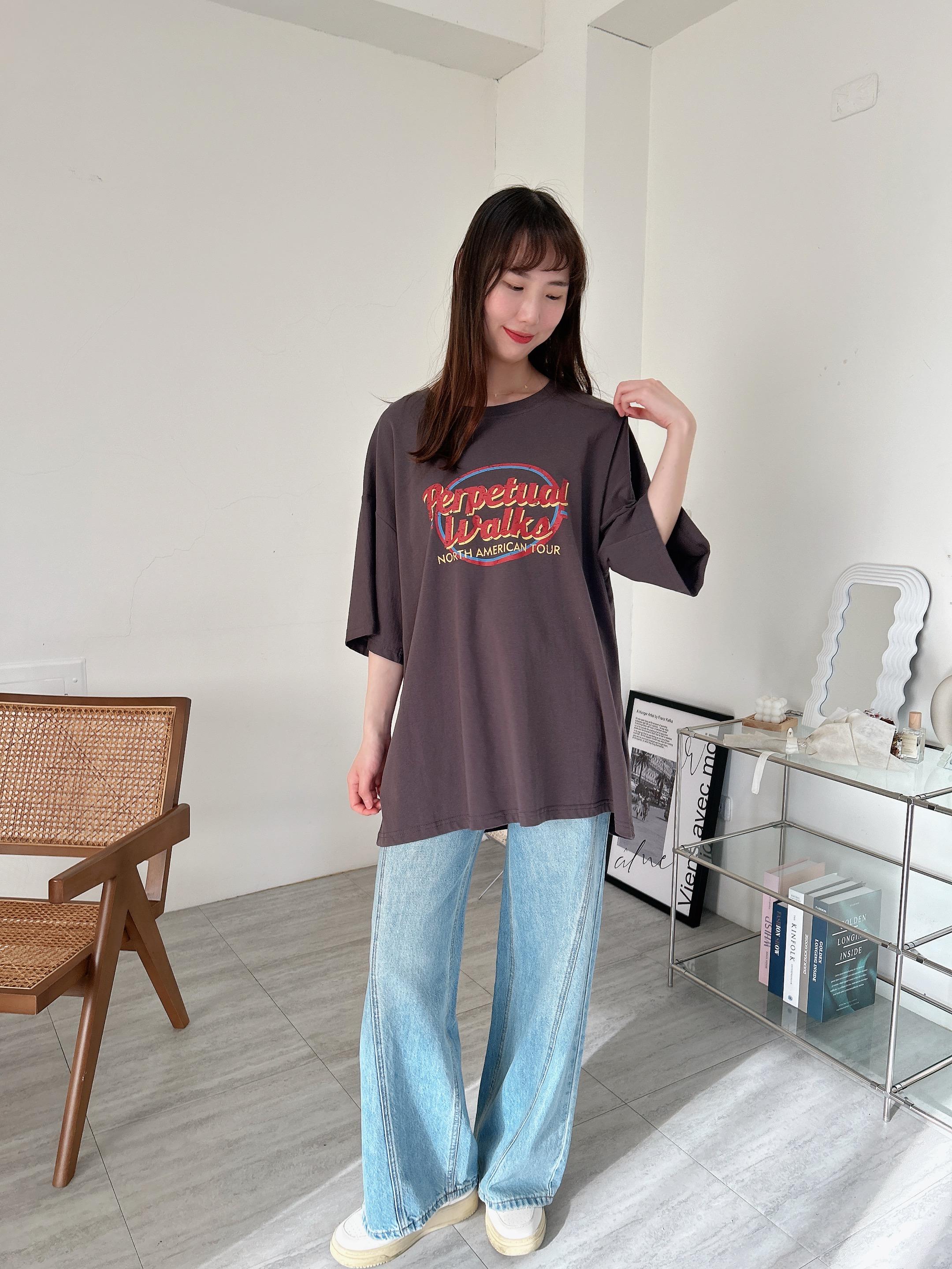 午後休閒跳色英字刷圖大Tee (3色)