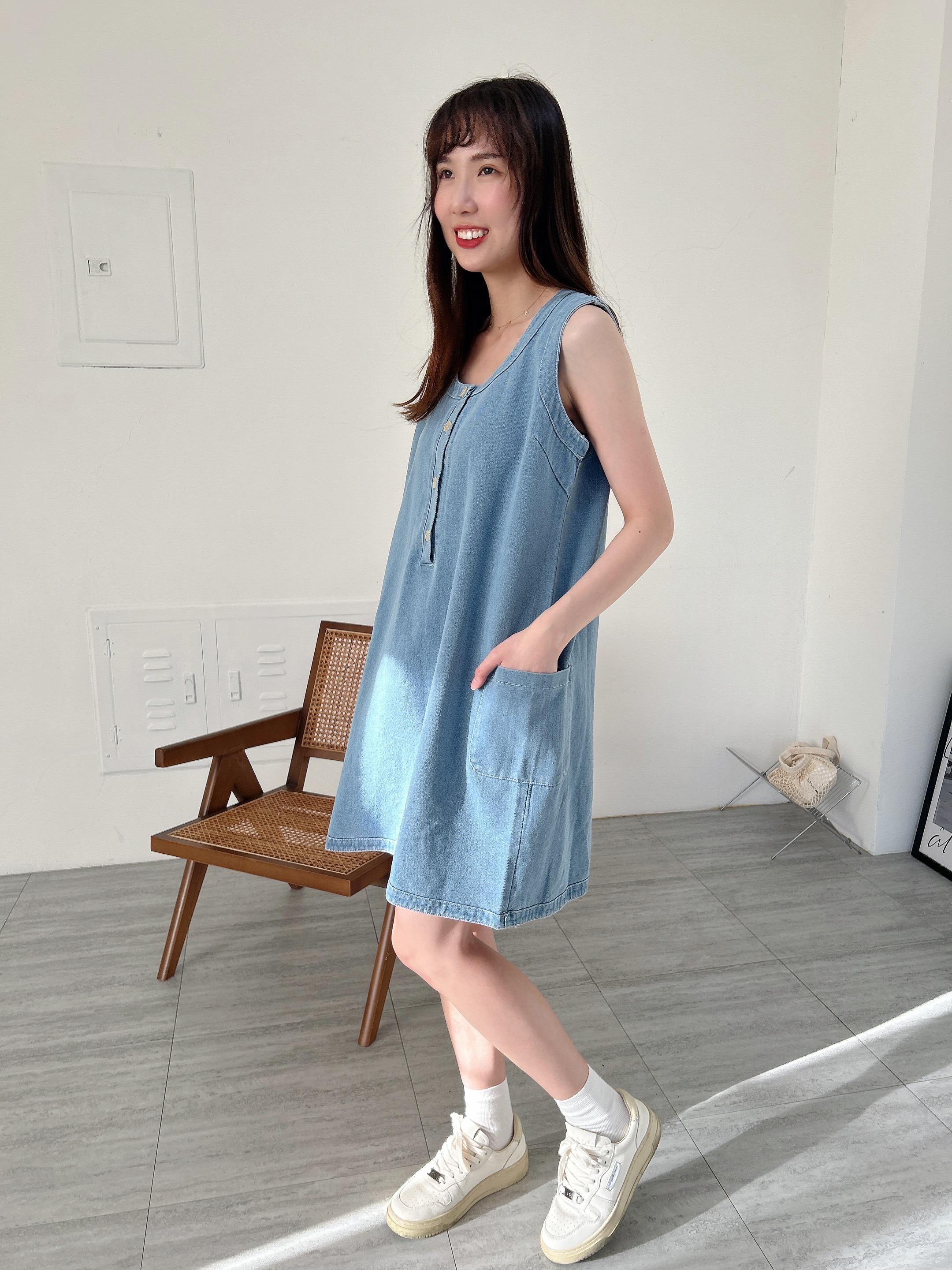 本期最Q文青牛仔短洋裝