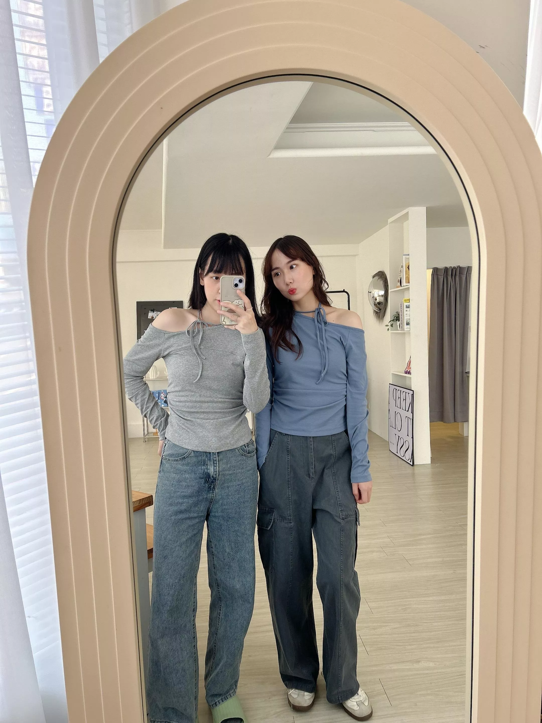 女團私服斜肩綁帶上衣 (3色)