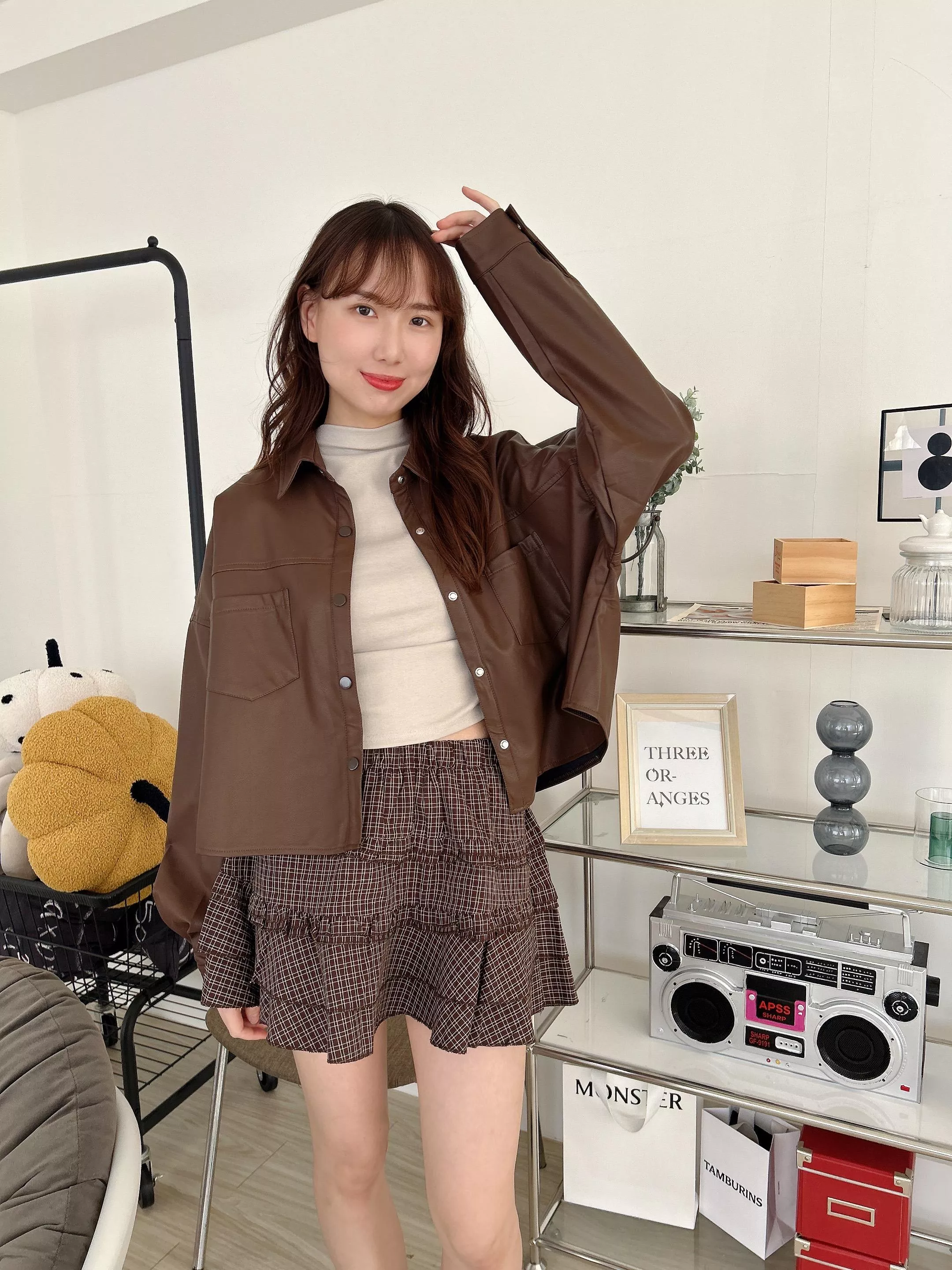 漫步漢南洞柔軟口袋皮外套 (2色)