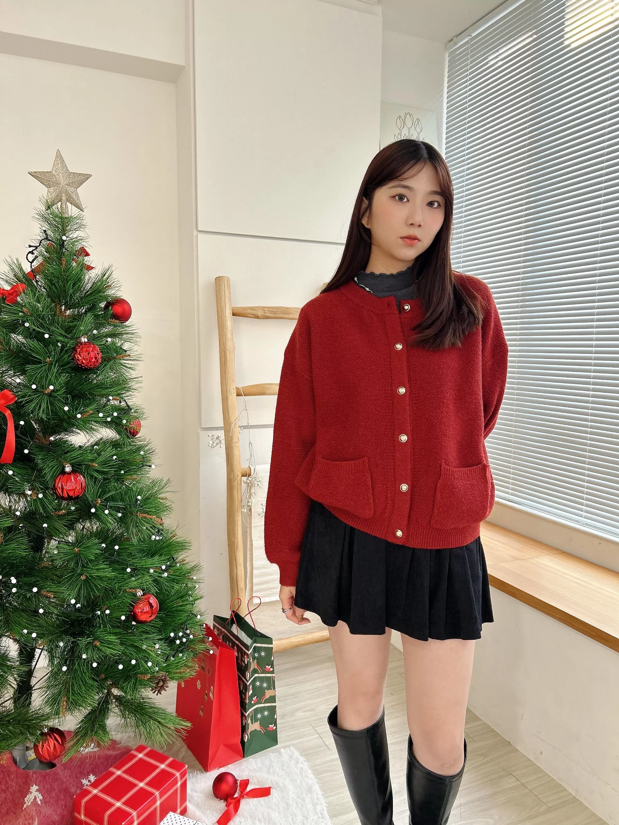 聖誕穿搭提案圓領毛衣外套 (3色)