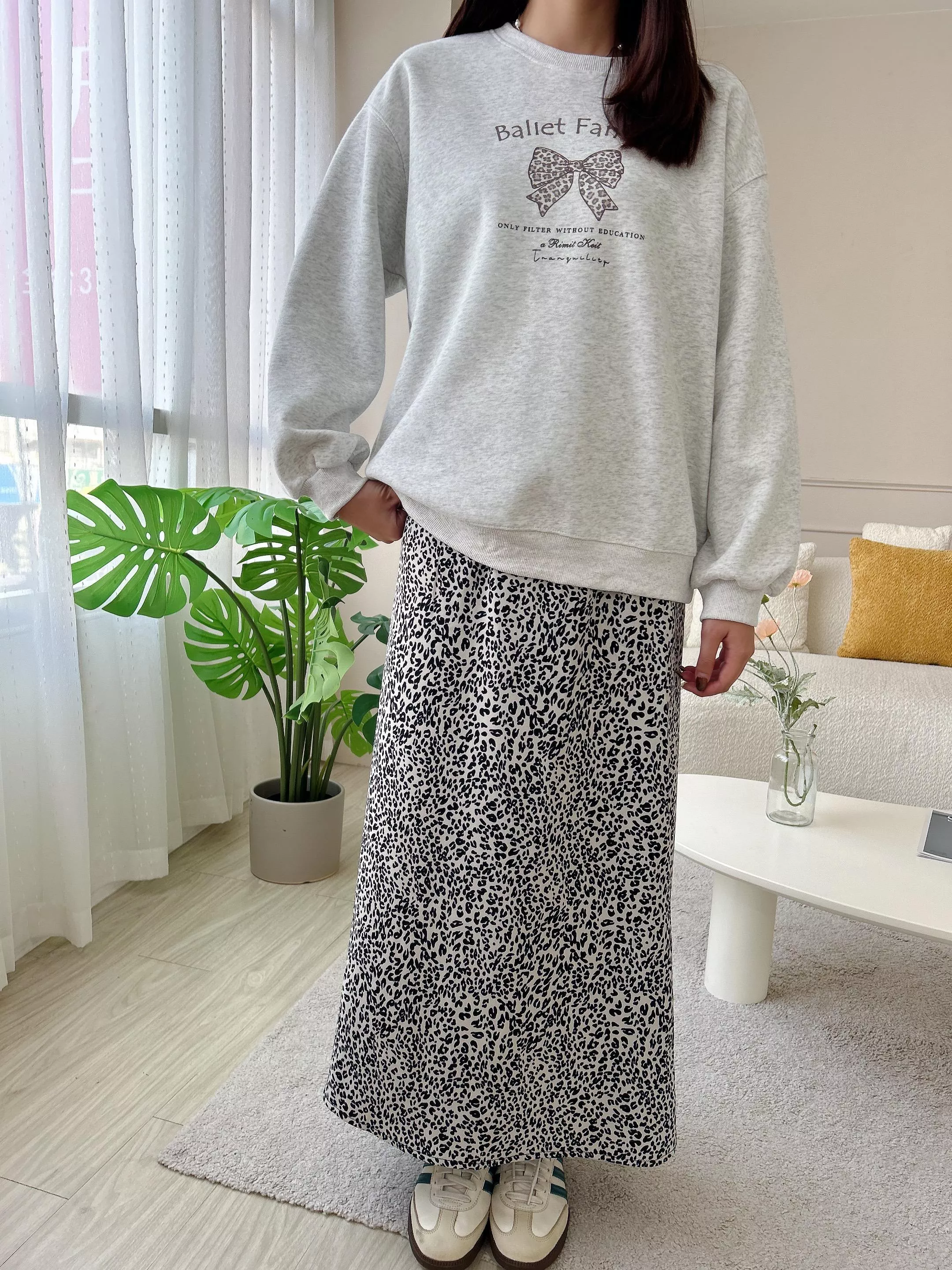 吸引目光豹紋雪紡長裙 (2色)