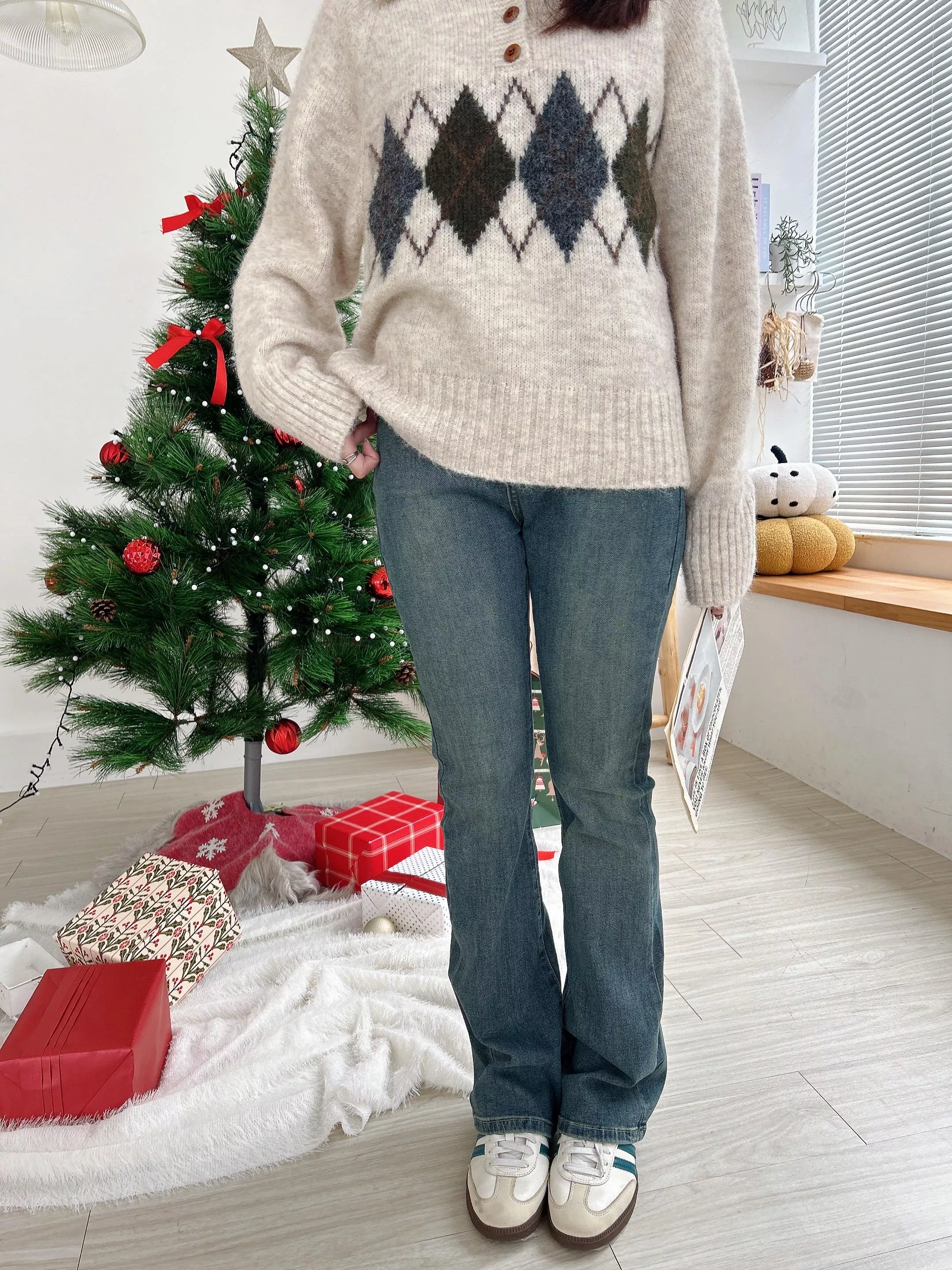 逆天長腿復古刷色牛仔喇叭褲 (S-L)