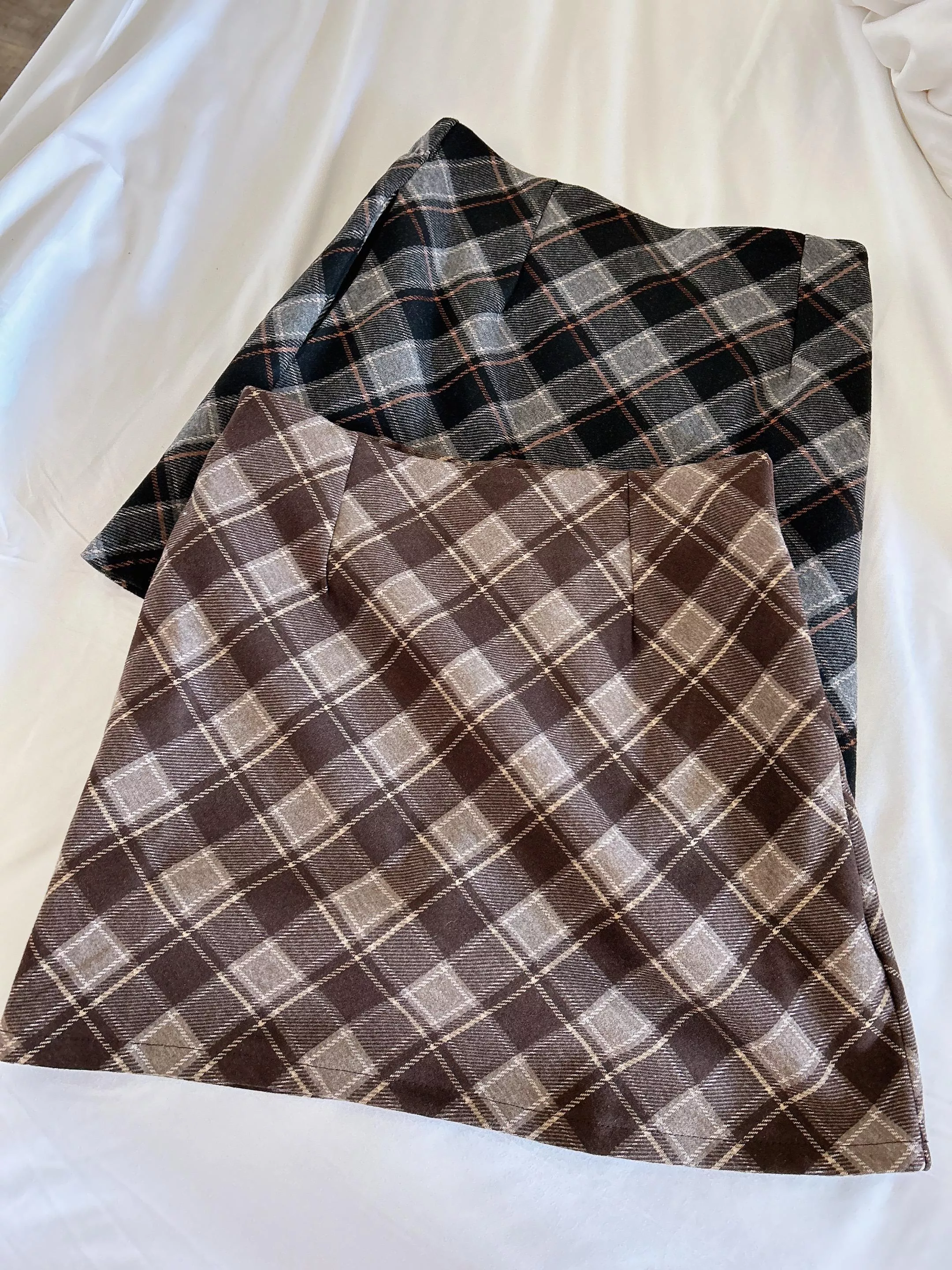 溫柔濾鏡格紋毛呢短裙 (2色)