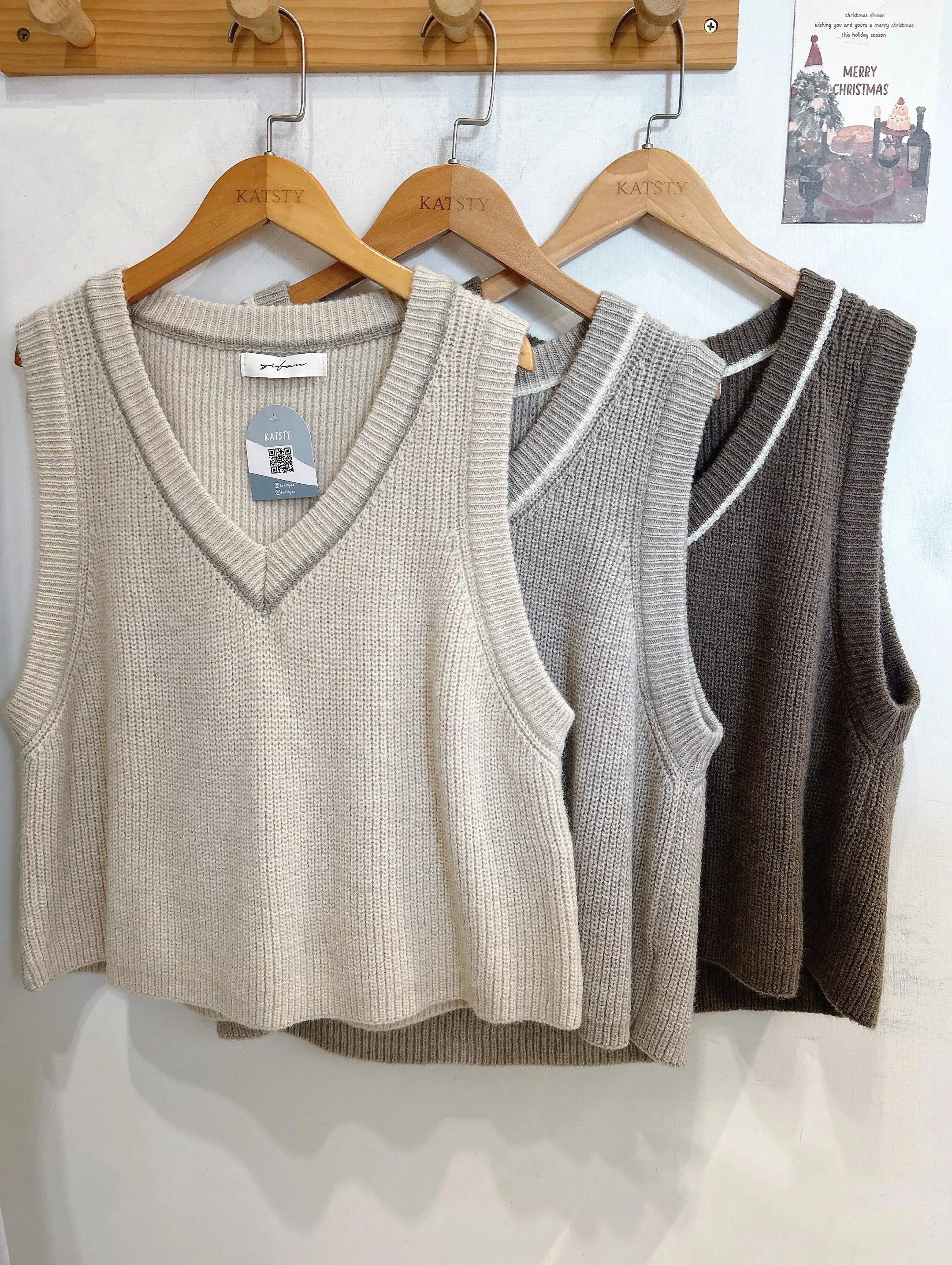 冬日特調學院風針織背心 (3色)