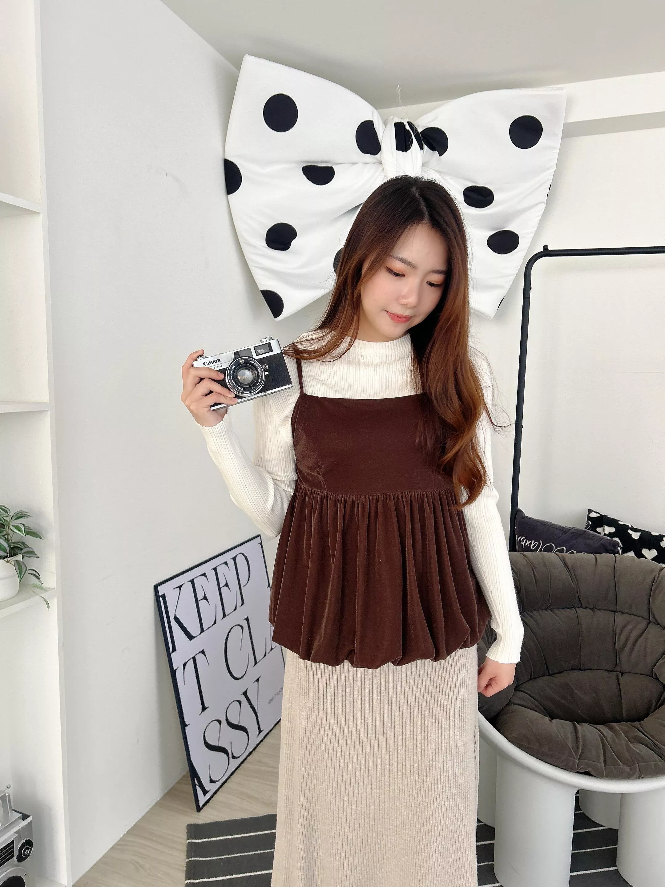 摩卡拿鐵蜜桃絨氣球背心