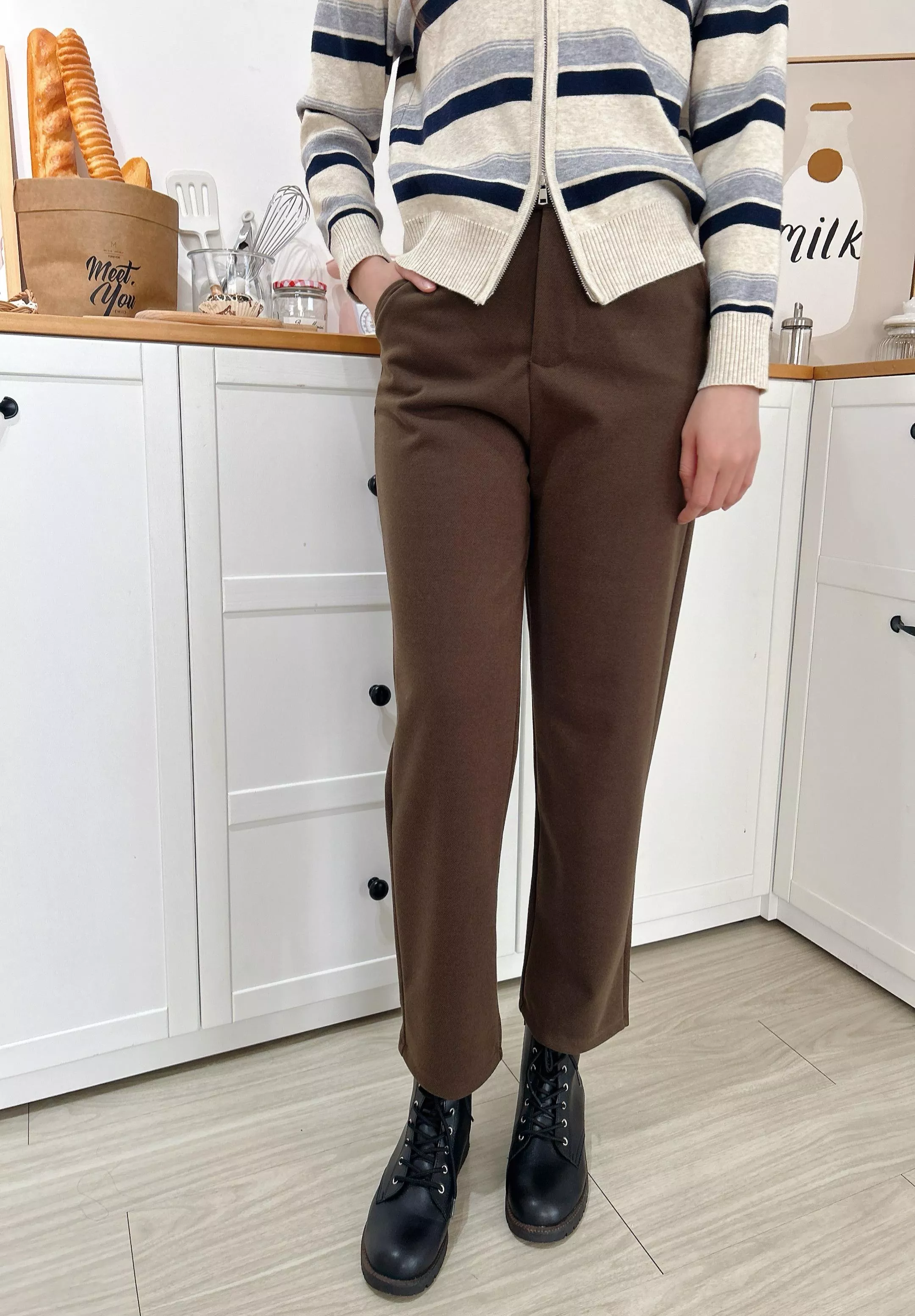 嬌小女孩命定款! 側釦毛呢老爺褲 (3色)