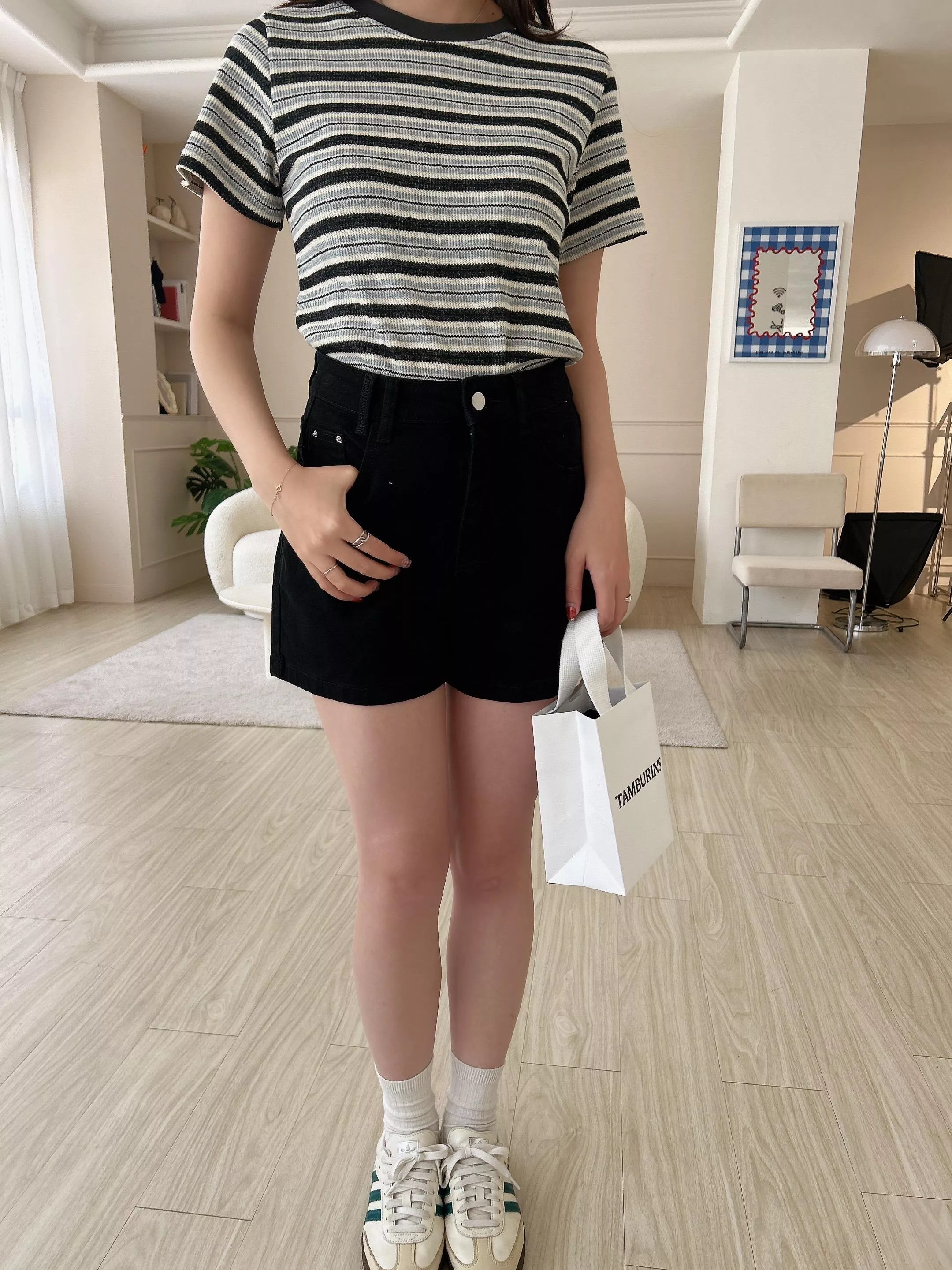 100%顯瘦單釦彈力牛仔短褲 (S-L)