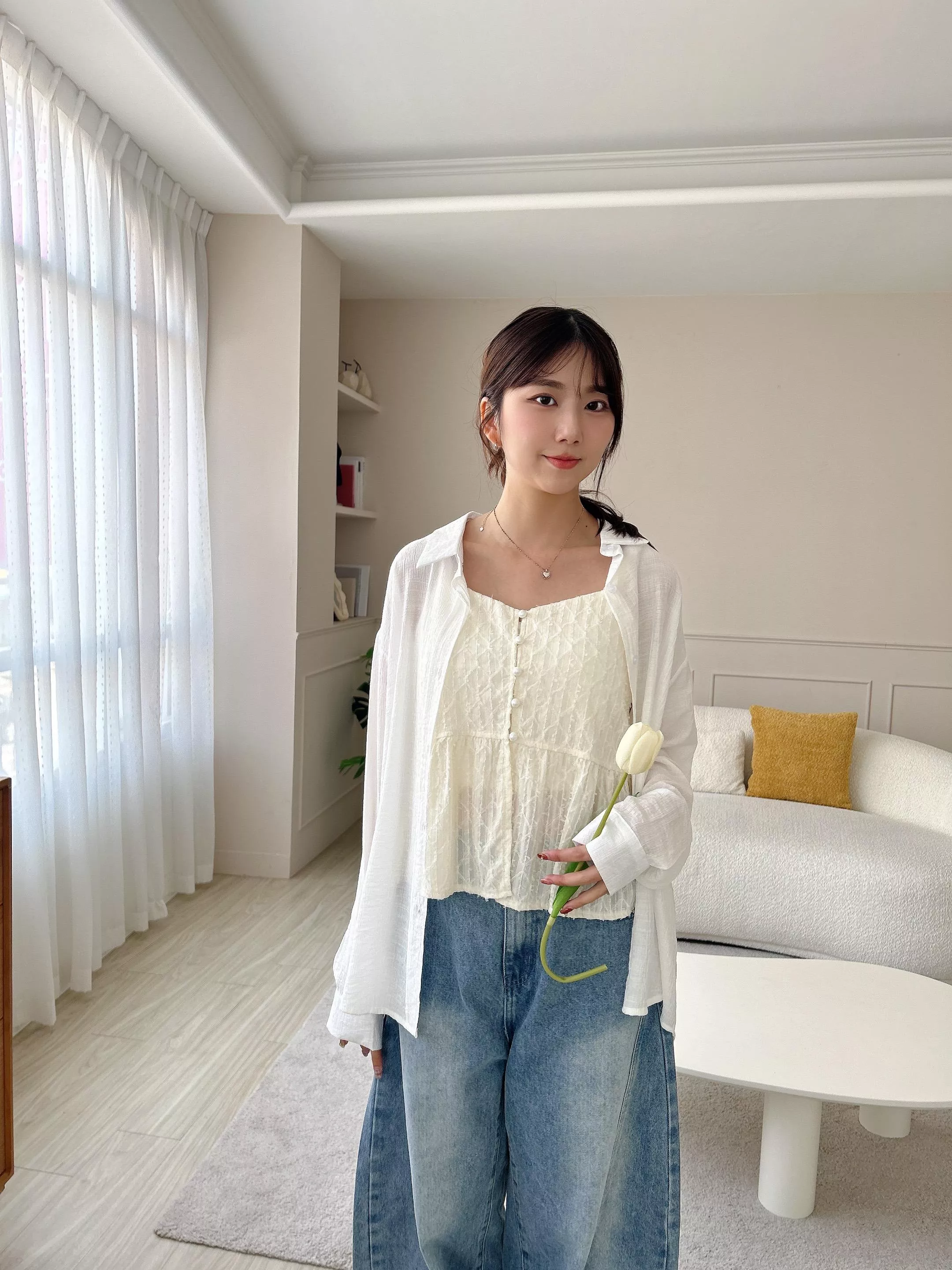 千金光芒珍珠釦細肩背心 (2色)