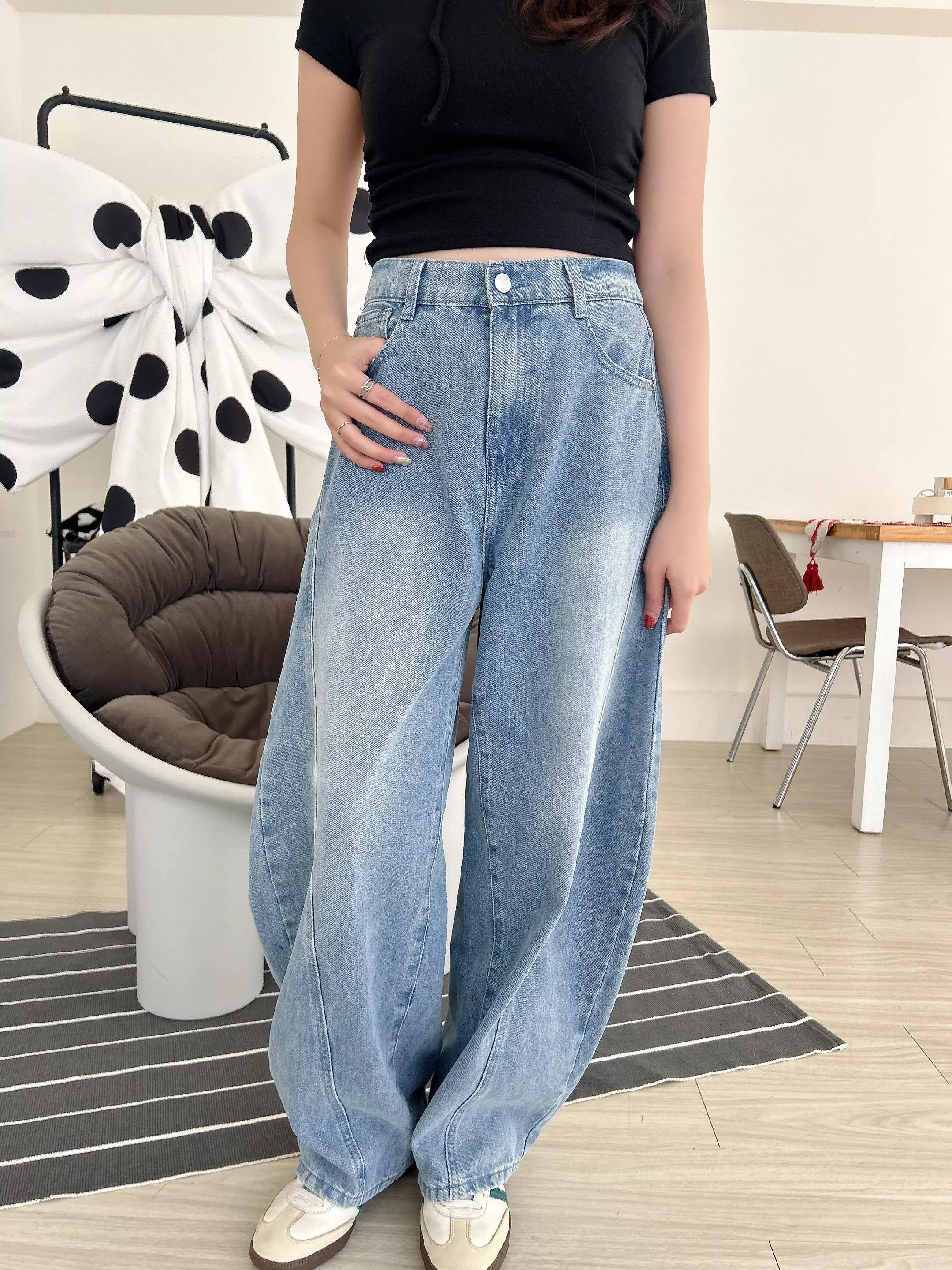 夏日酷妹彎刀牛仔褲 (S-L)