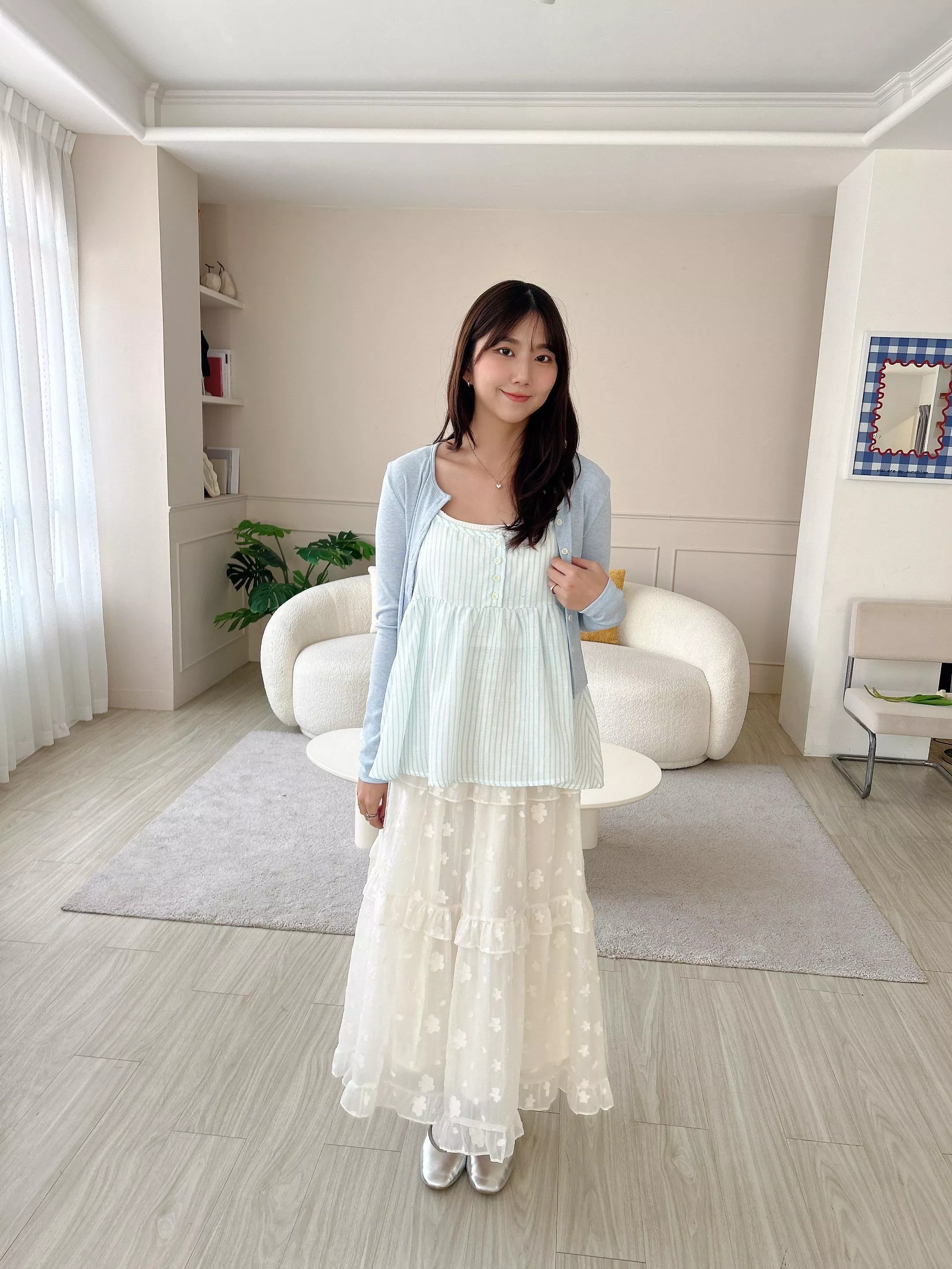 漢南洞歐膩兩件式條紋背心外套 (2色)