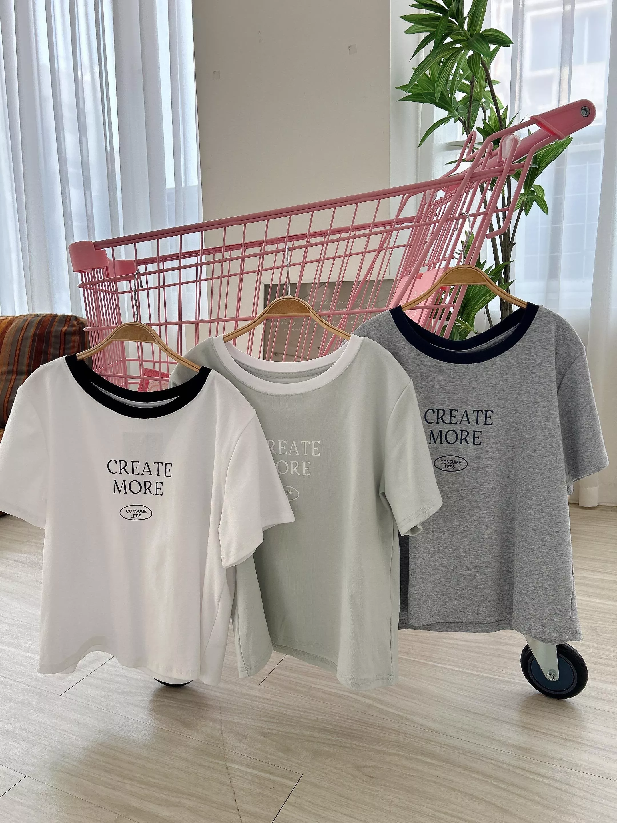 午茶時光配色邊短TEE (3色)