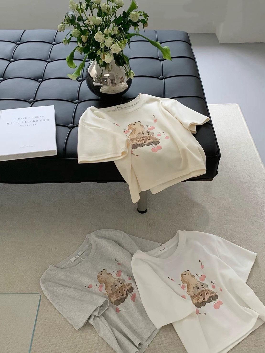 可愛至上小狗疊疊樂短Tee (3色)