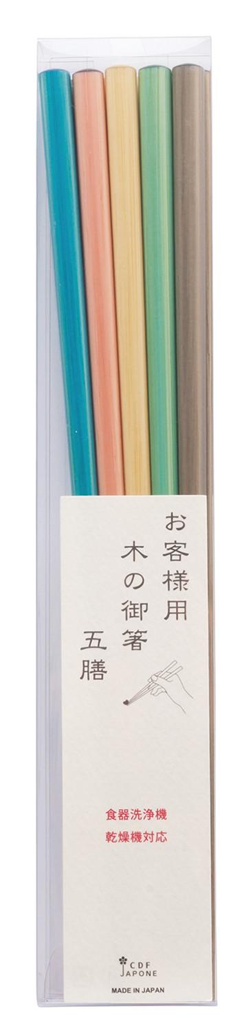 [日本製]天然竹製彩色筷子5雙