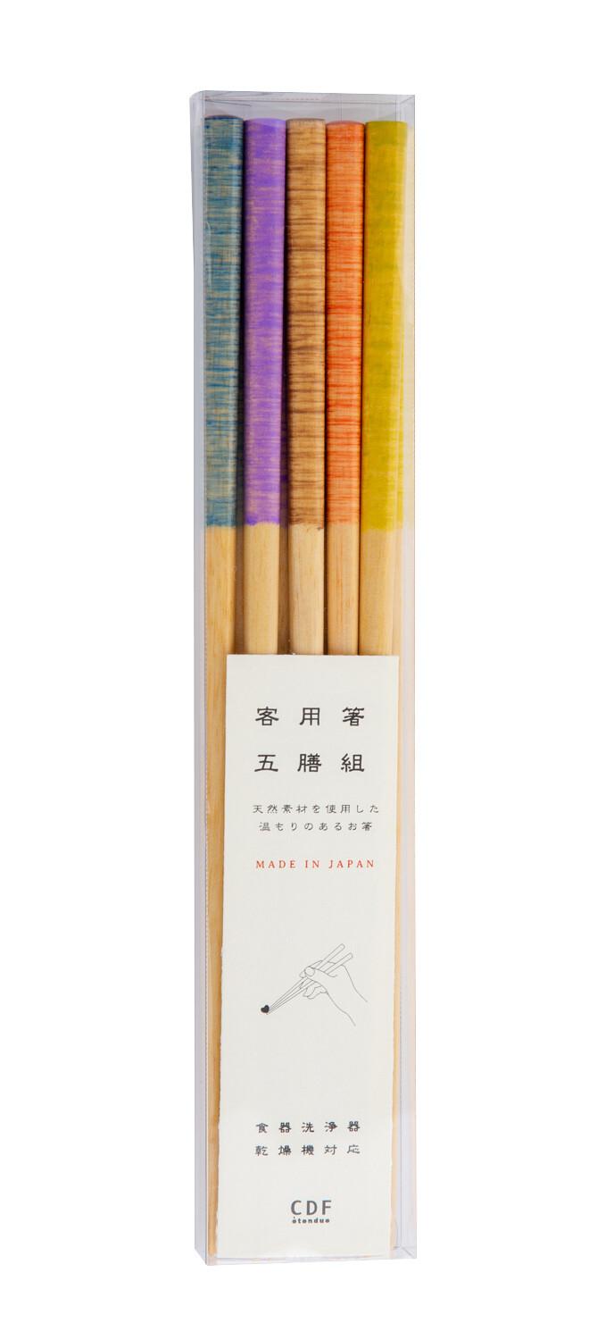 [日本製]天然竹製彩色筷子5雙