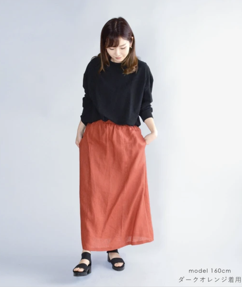 亞麻休閒長裙