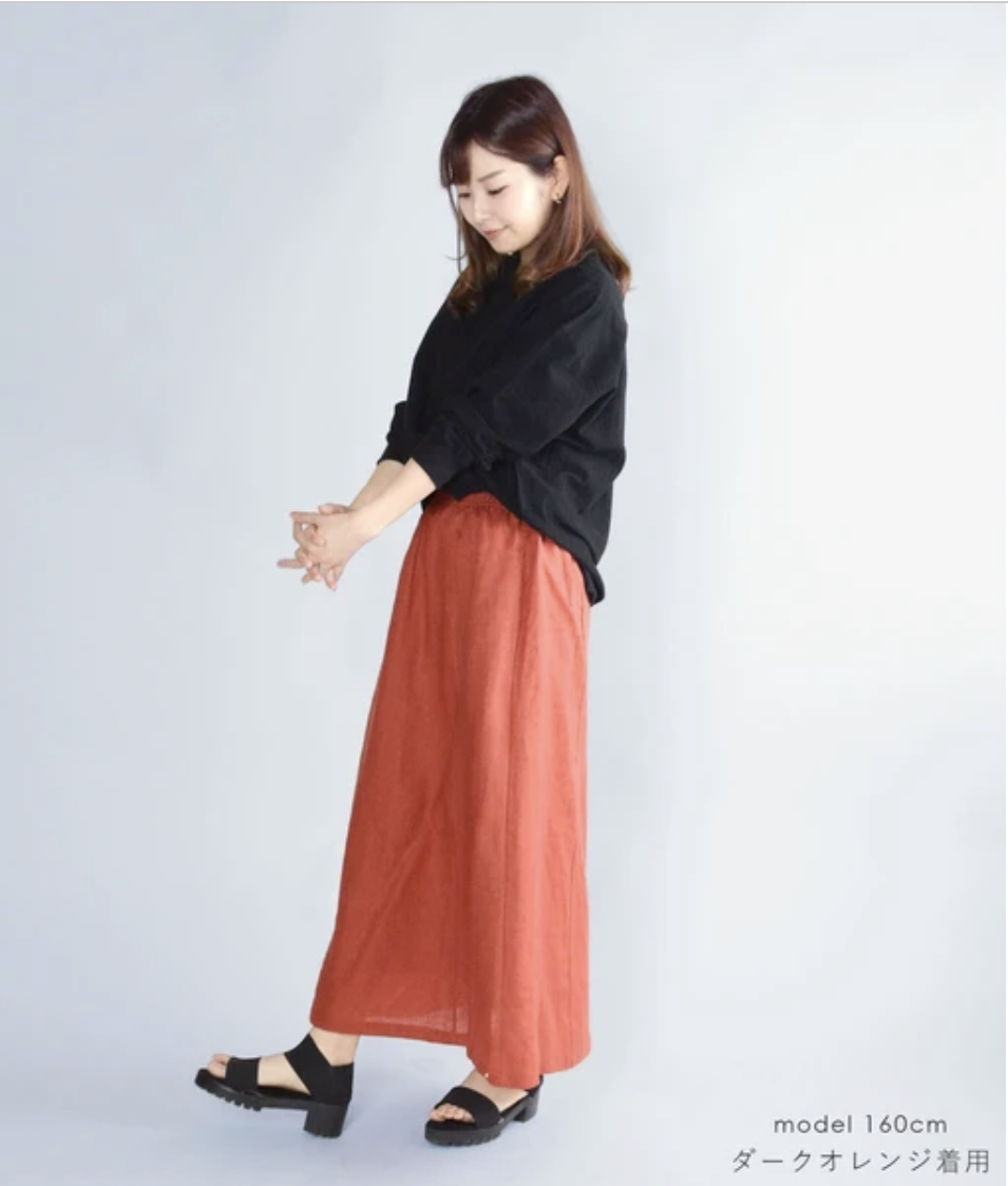 亞麻休閒長裙