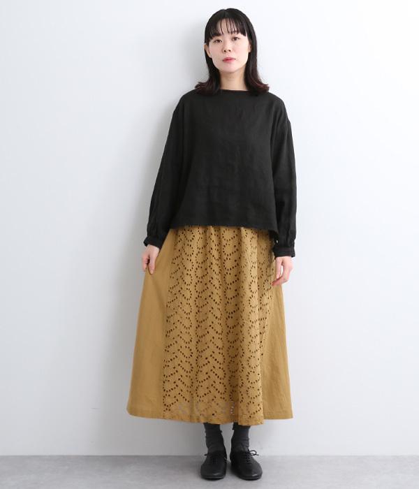 NEW~棉質剪接刺繡長裙
