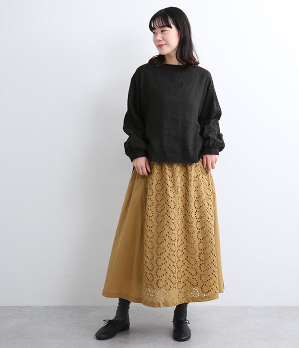 NEW~棉質剪接刺繡長裙