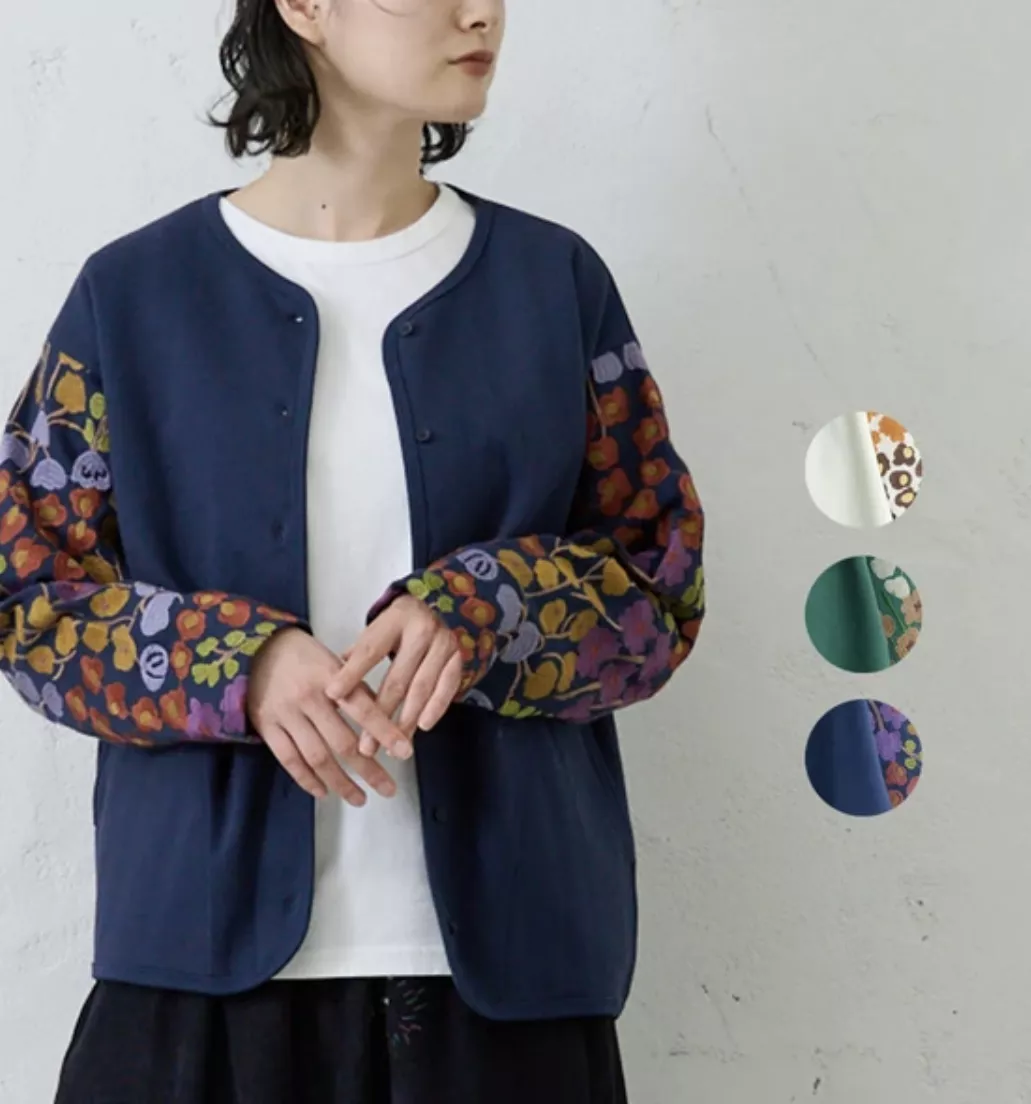 NEW~花朵刺繡開襟衫