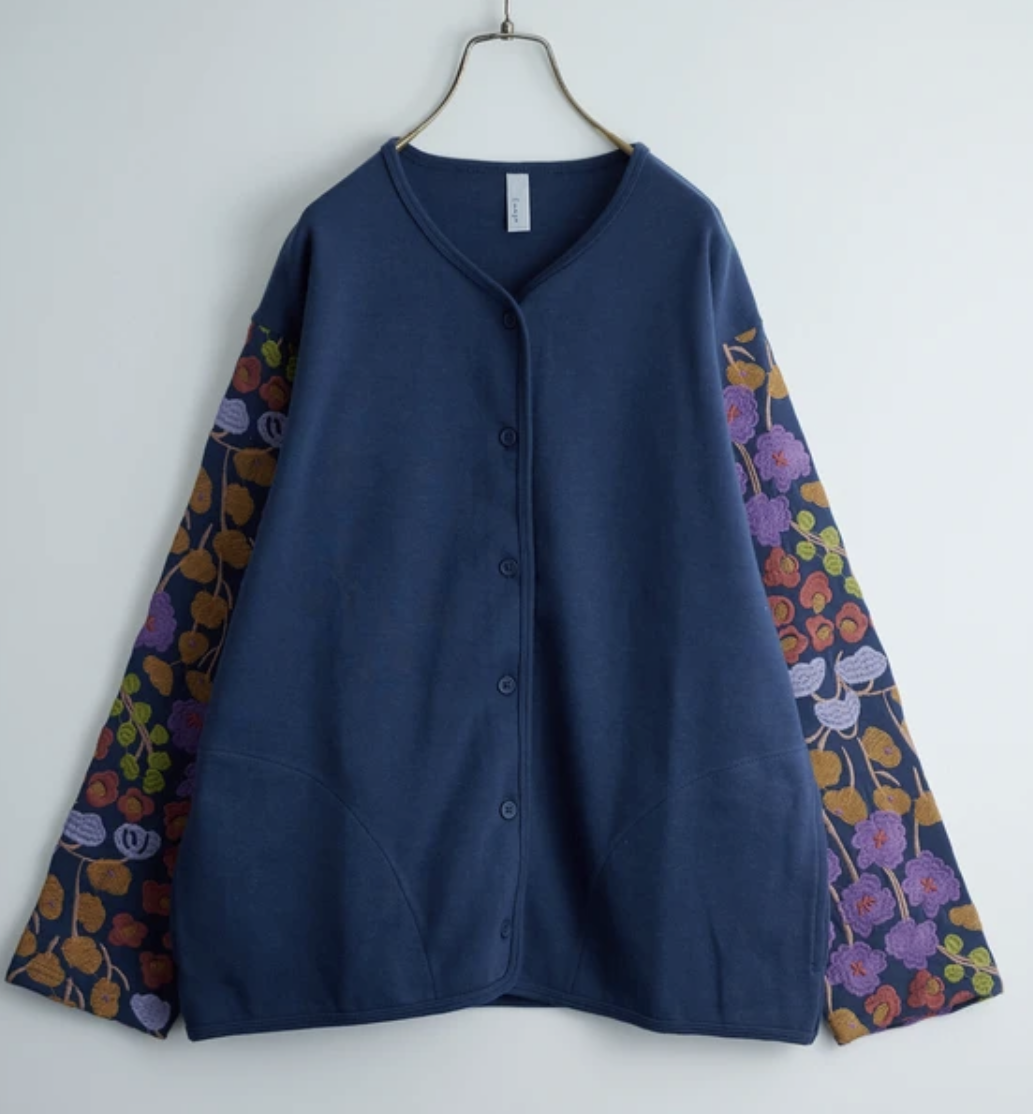 NEW~花朵刺繡開襟衫