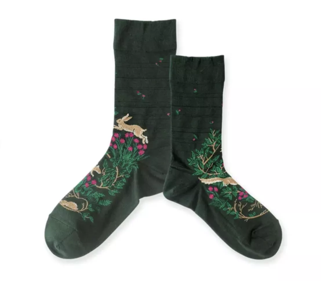 日本奈良製~花鳥風格棉襪