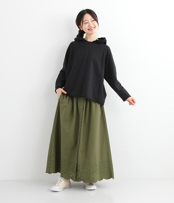 棉質下襬刺繡長裙