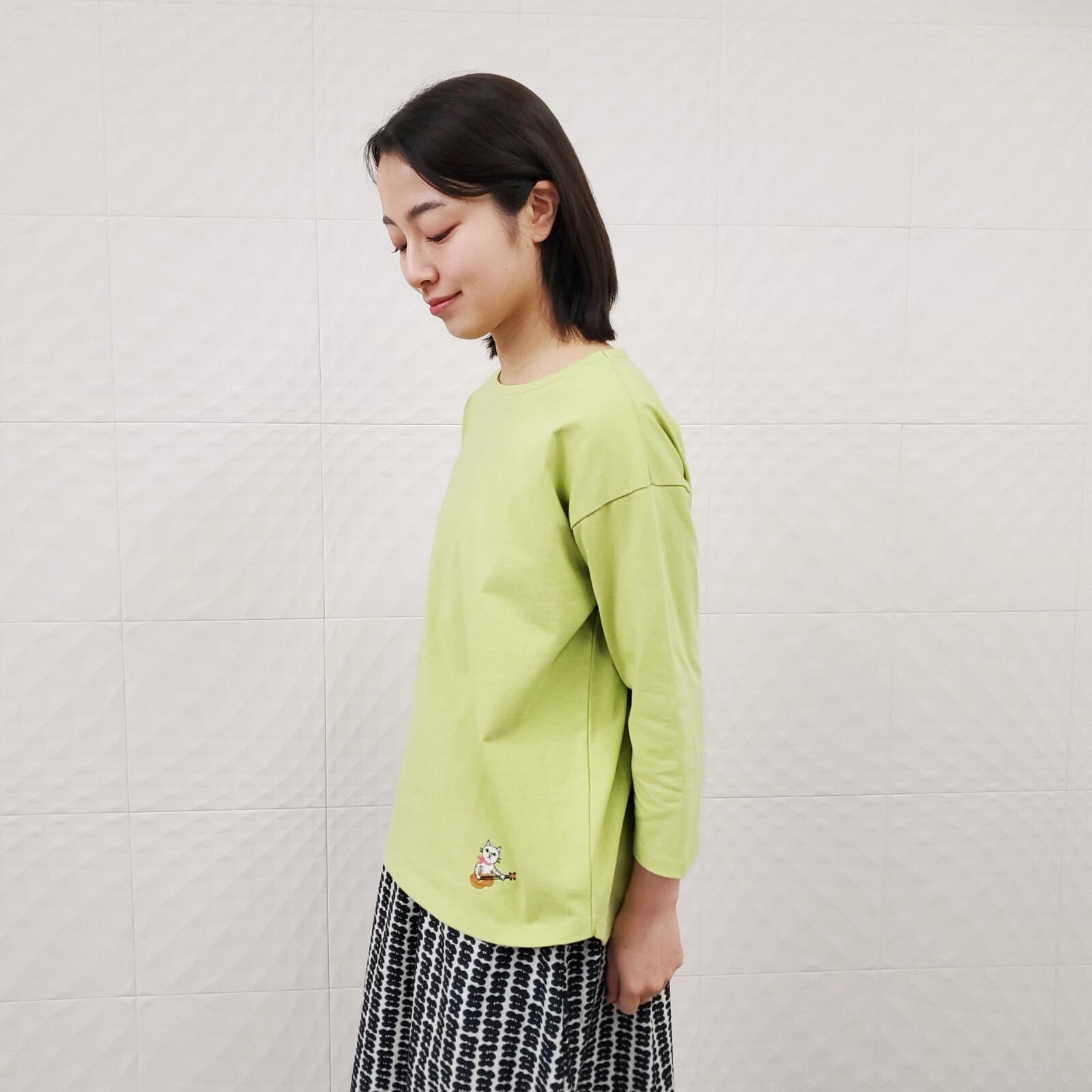 NEW~純棉貓咪吉他刺繡T-shirt