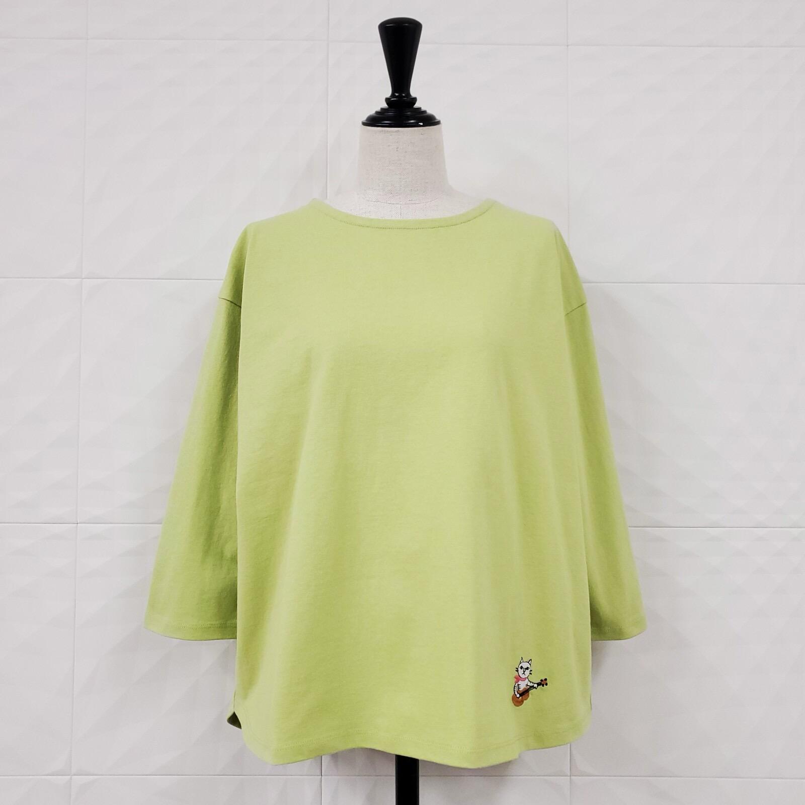 NEW~純棉貓咪吉他刺繡T-shirt