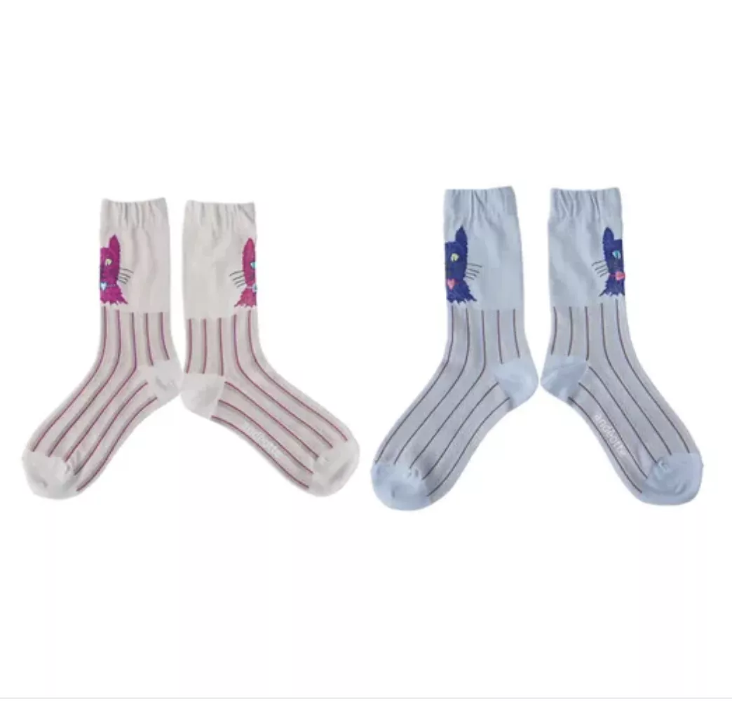 日本奈良製~貓咪織紋夏日涼爽襪