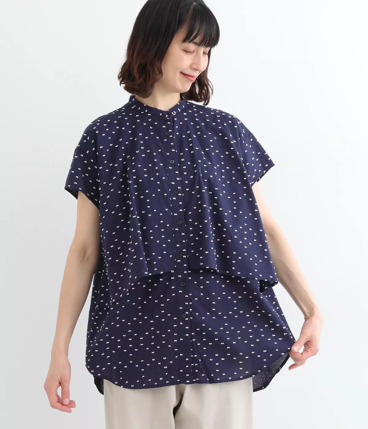 純棉提花布二件式襯衫