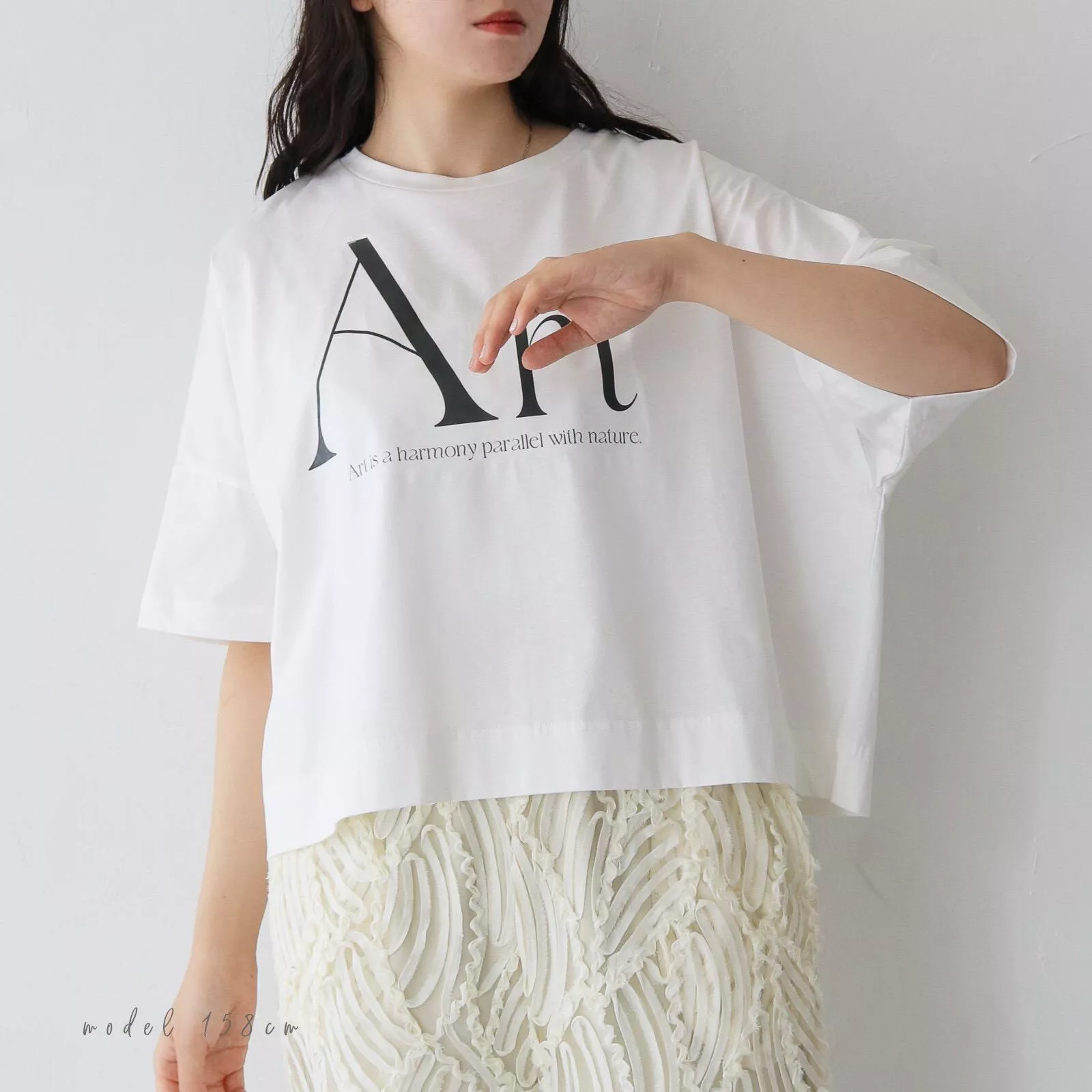 天絲棉短版印花T-shirt