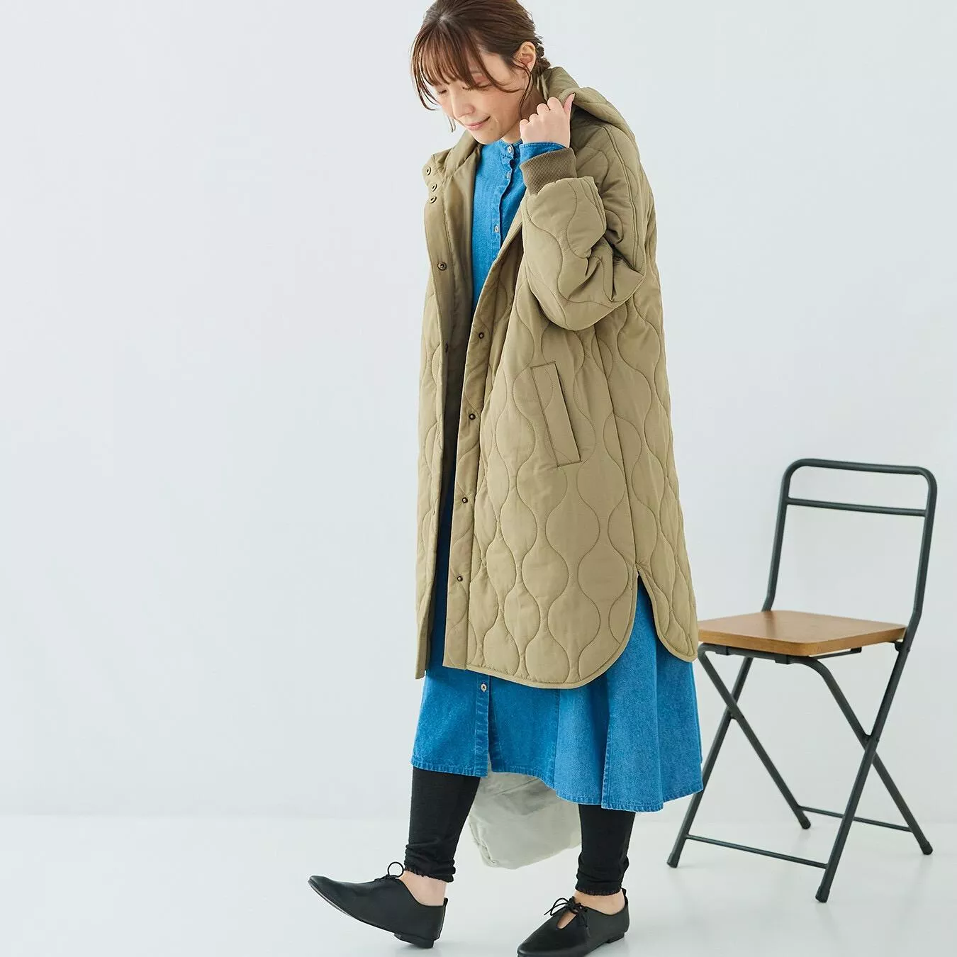 連帽拉克蘭袖鋪棉外套