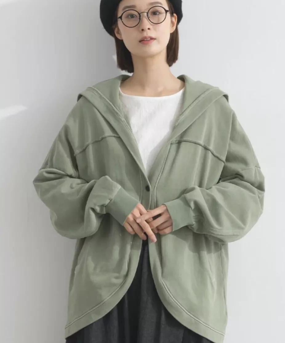 寬鬆版-毛圈布連帽外套