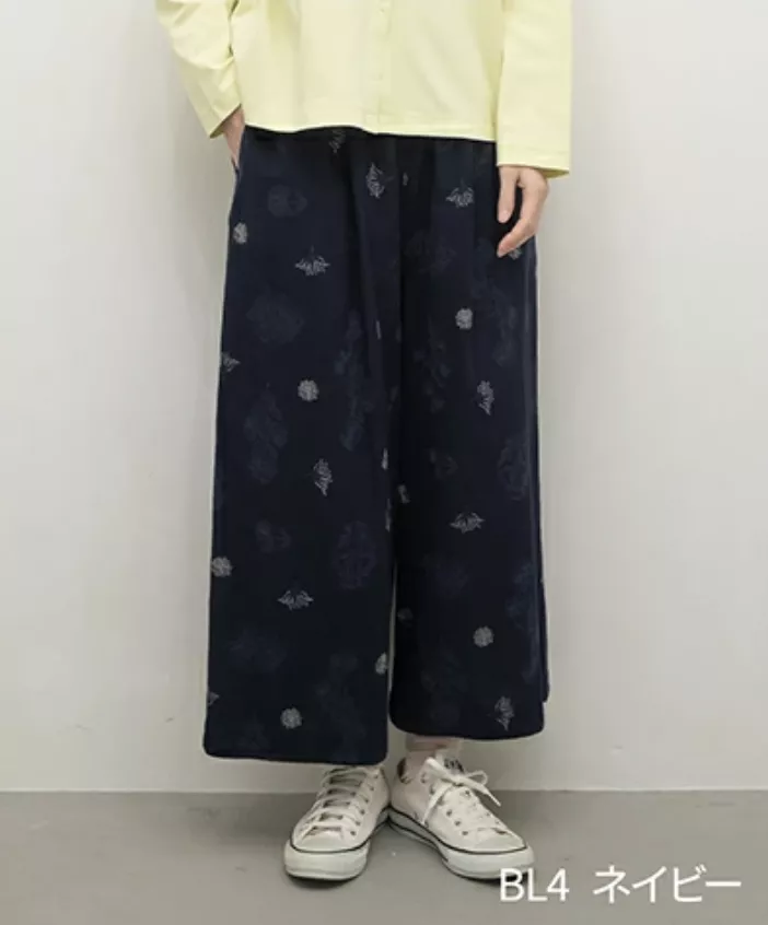 Tukuroi棉麻刺繡寬褲